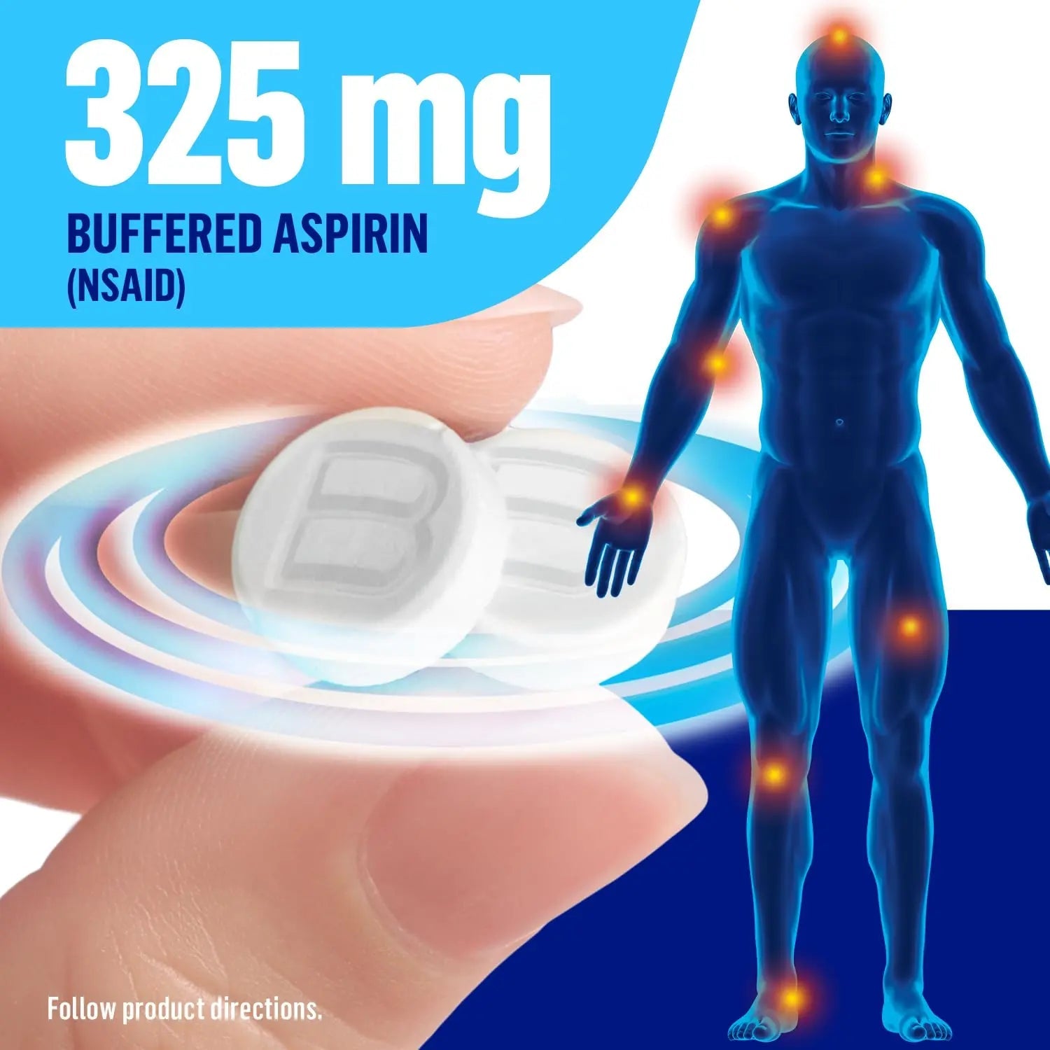 Bufferin Aspirin 325mg, Pain Reliever & Fever Reducer, with 3 Buffering Agents Relieves 7 Types of Pain: Headaches, Back Ache, Arthritis, Muscle Aches & More, for Adults, 130 Coated Tablets, 1-Pack BufferinAu supplements