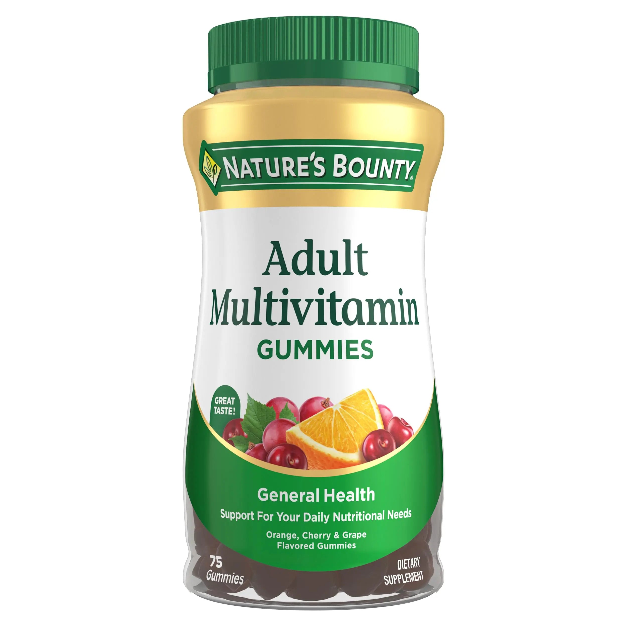 Nature's Bounty Adult Multivitamin Gummies, Vitamin Supplement, Daily Nutritional Needs, Orange, Cherry and Grape Flavor, 75 Gummies Nature's BountyAu supplements