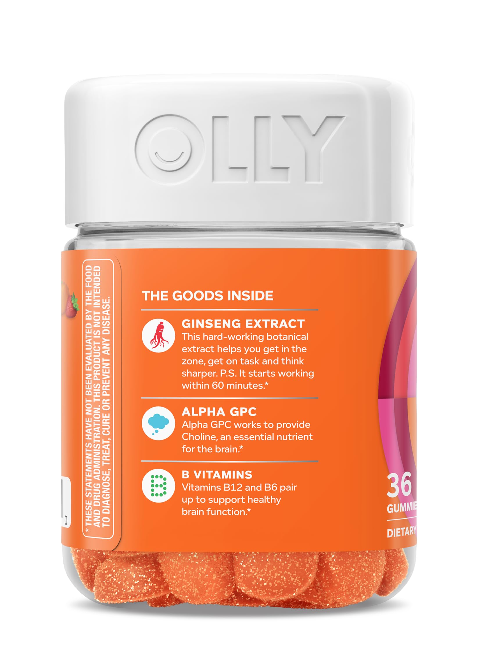 OLLY Laser Focus Gummy, Ginseng, Alpha GPC, B Vitamins, Berry Tangerine Flavor - 36 Count OLLYAu supplements