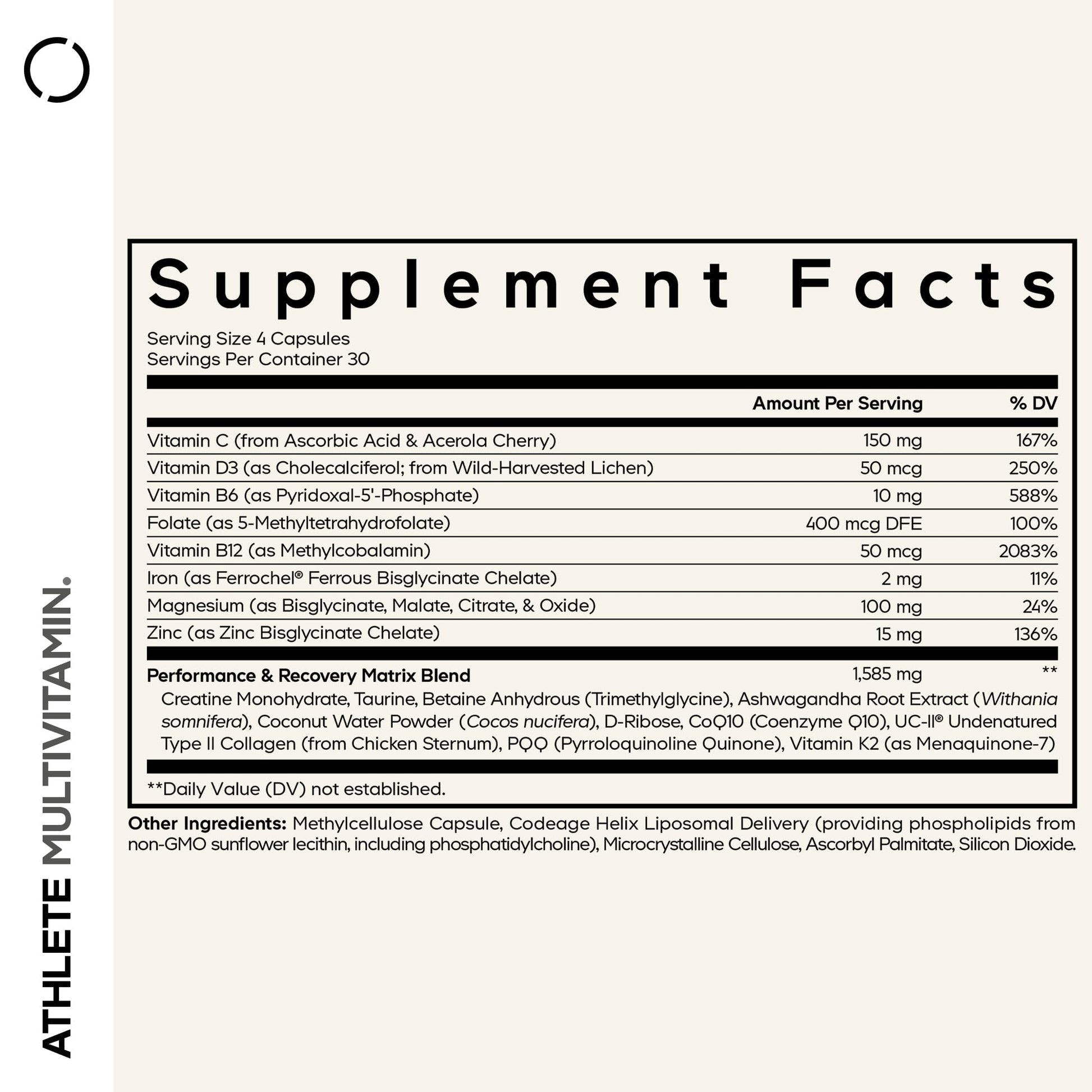 Codeage Athlete Multivitamin Platinum – Sports Supplement with Vitamins & Minerals, Folate, Iron & Magnesium, Creatine, Taurine, Electrolytes, CoQ10, PQQ, UC-II Collagen – Non-GMO – 120 Capsules CodeageAu supplements