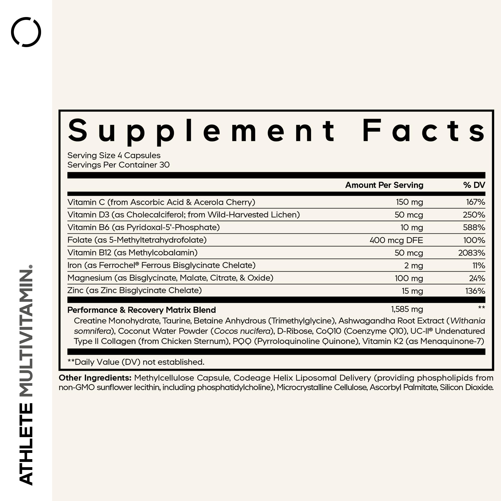 Codeage Athlete Multivitamin Platinum – Sports Supplement with Vitamins & Minerals, Folate, Iron & Magnesium, Creatine, Taurine, Electrolytes, CoQ10, PQQ, UC-II Collagen – Non-GMO – 120 Capsules CodeageAu supplements