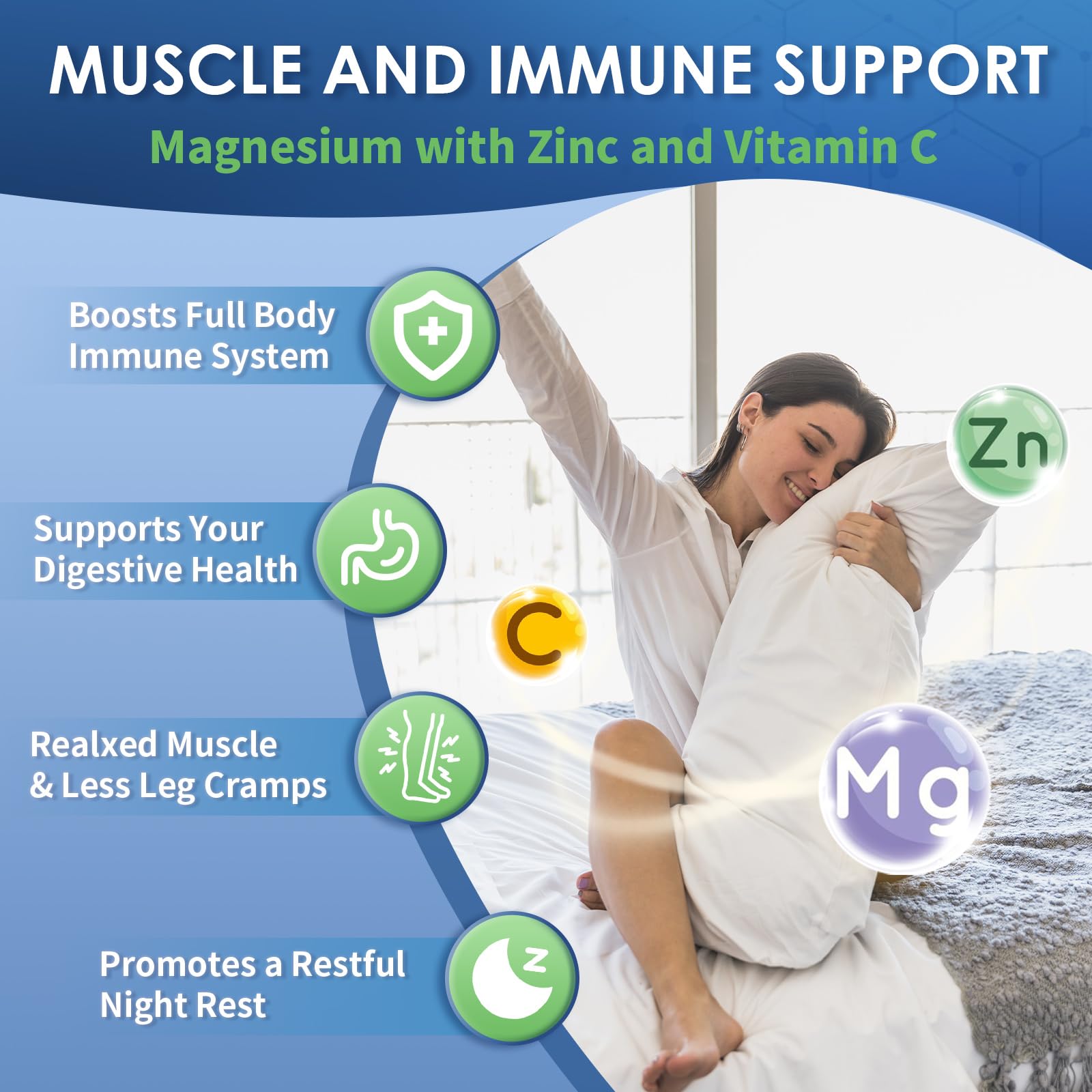 NATURE TARGET Magnesium Glycinate 500mg, Chelated Magnesium with Zinc & Vitamin D3 for Muscle, Nerve & Bone, Support Heart Health & Leg Cramp, Strength Immune System - 120 Capsules NATURE TARGETAu supplements