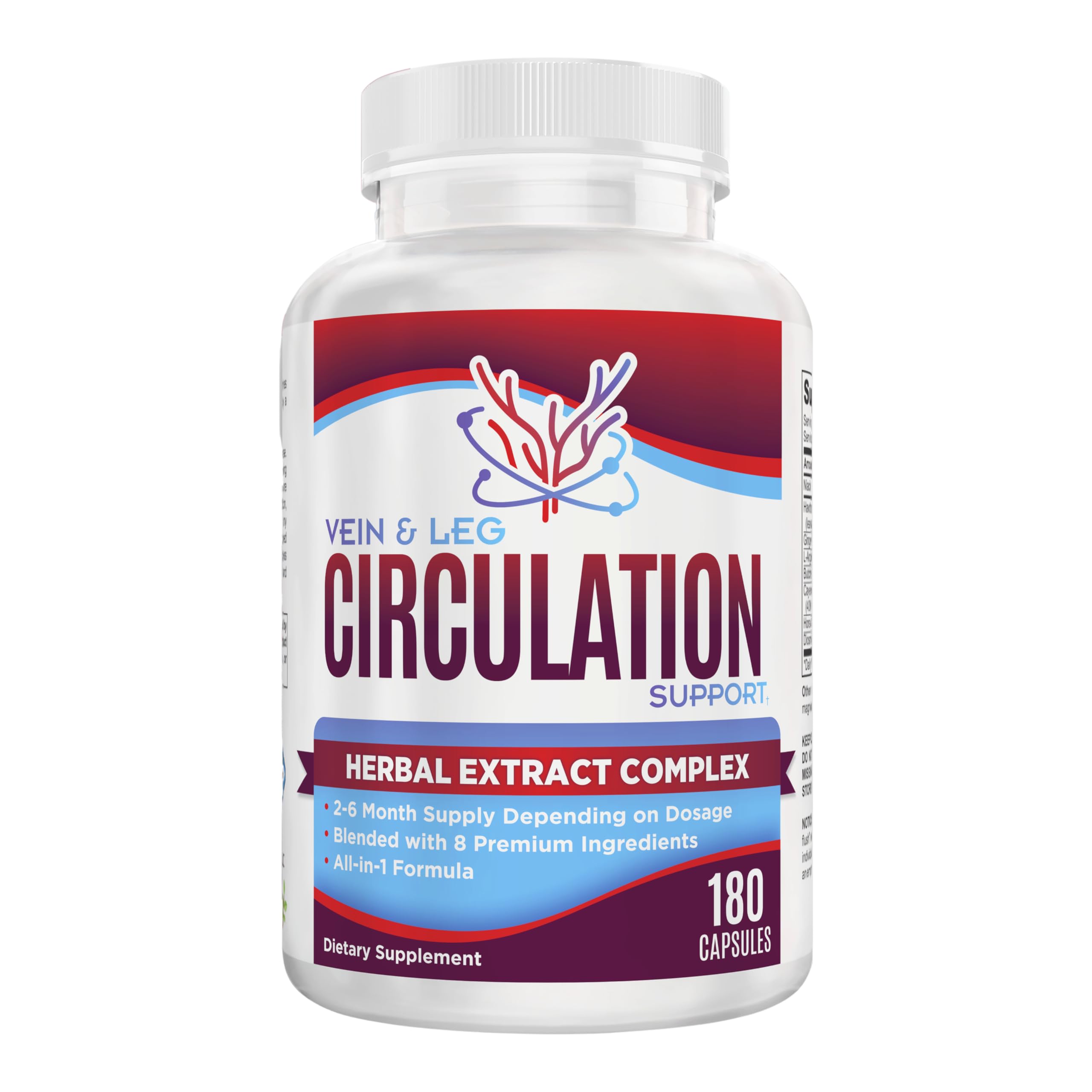 Vein & Leg Circulation (2-Month) Support Supplement with 8 Active Ingredients in 1 Formula | Leg + Vein | Blood Circulation Support Supplements | 60-Day Bulk Supply | 180 Capsules Elevate Recovery SupplementsAu supplements