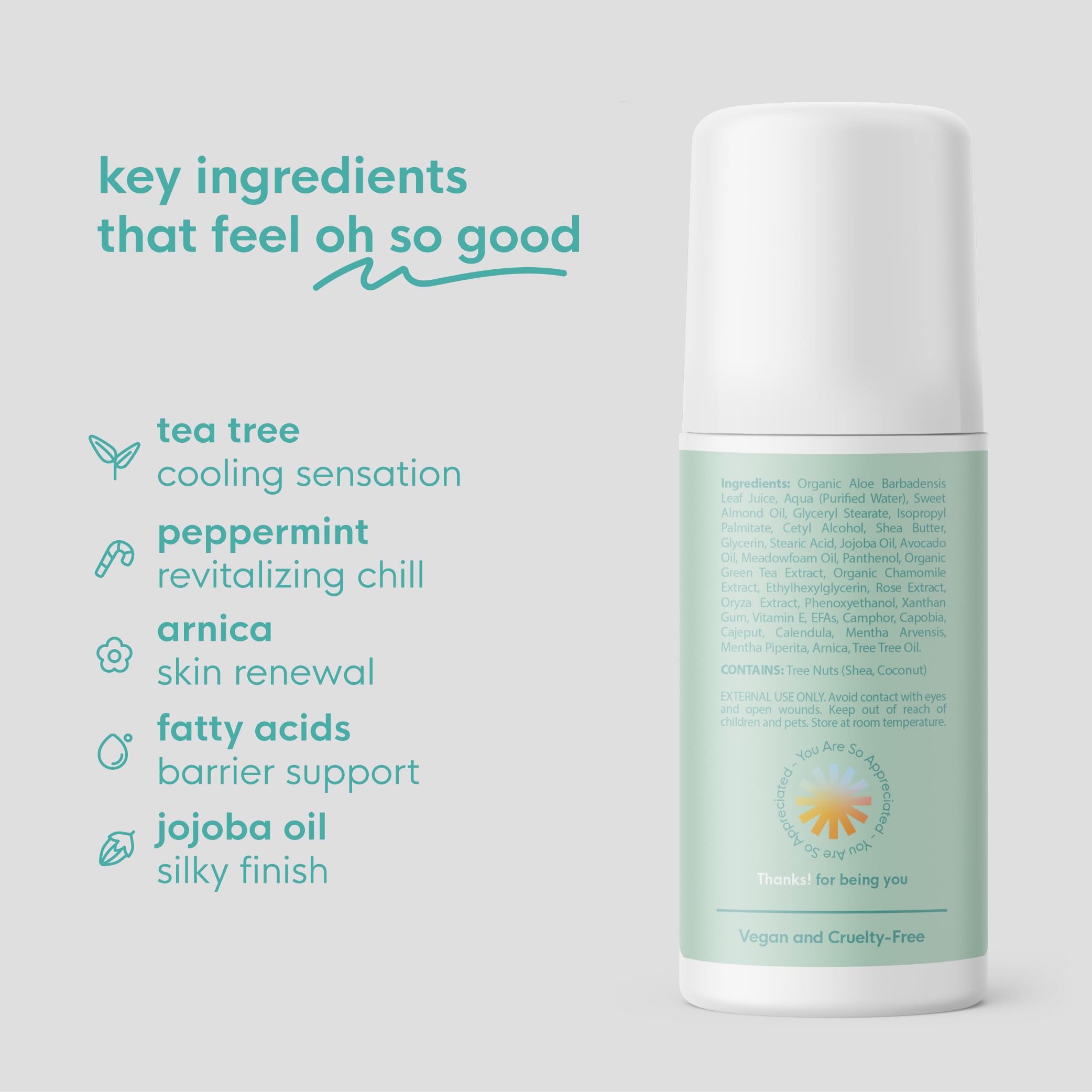 Thanks! Naturals Muscle Freeze Roll On, Tea Tree Tingle, Vegan, Cold Pressed Formula with Shea Butter, Eucalyptus & Peppermint, Use on Neck, Knees & Joints, Post Workout Essential, 3 FL OZ Thanks! NaturalsAu supplements