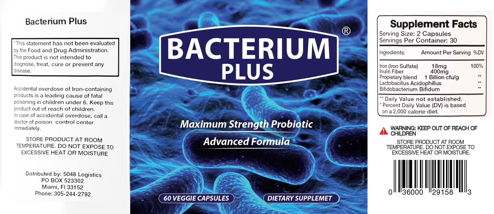 Bacterium Plus - Maximum Strength Probiotics - Probiotic Blend to Improve Instestinal Health, 100% Natural Digestive Supplement - 60 Capsules BACTERIUM PLUSAu supplements