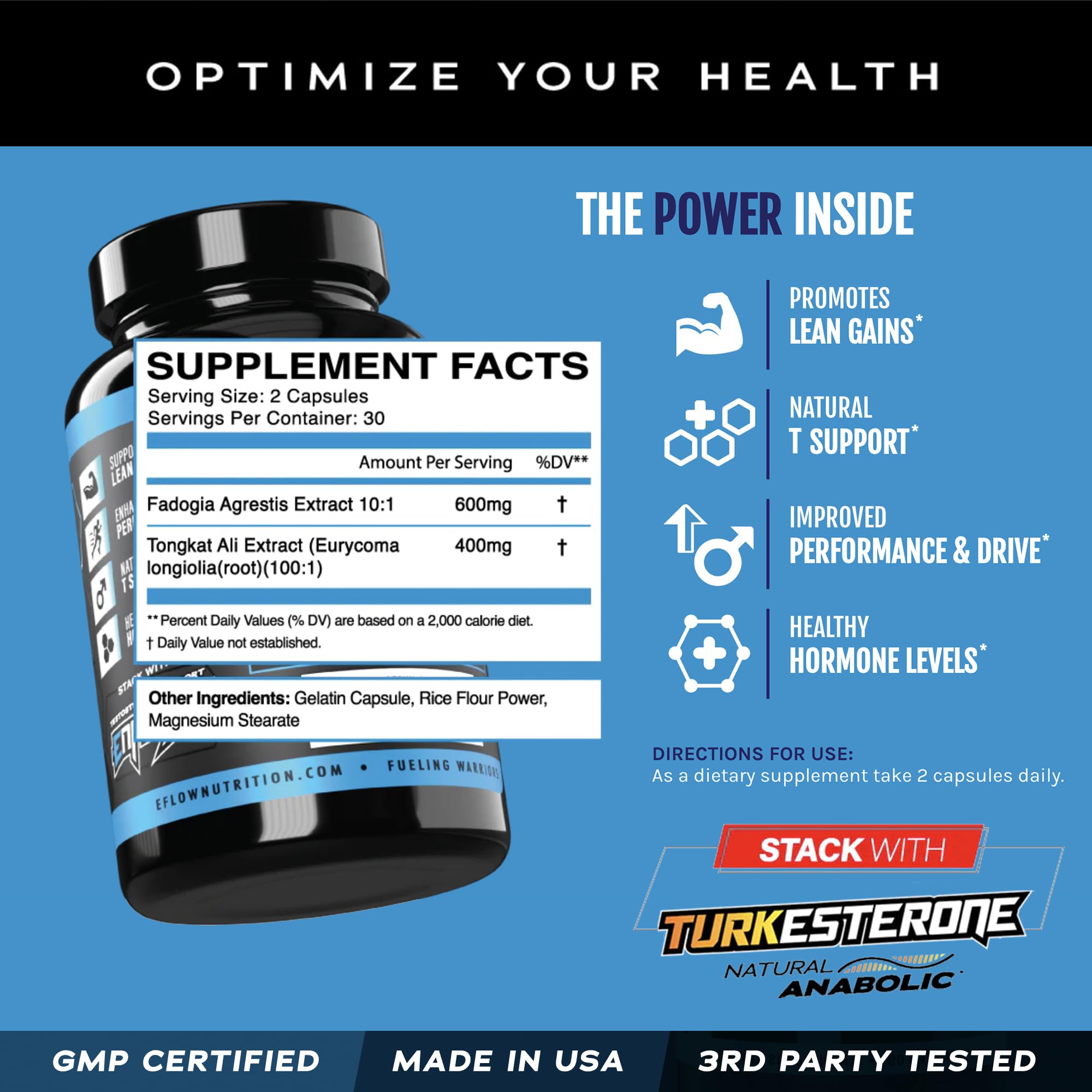 eFlow Nutrition Fadogia Agrestic + Tongkat Ali - [2-in-1] Natural Performance Supplement eFlow NutritionUS supplements