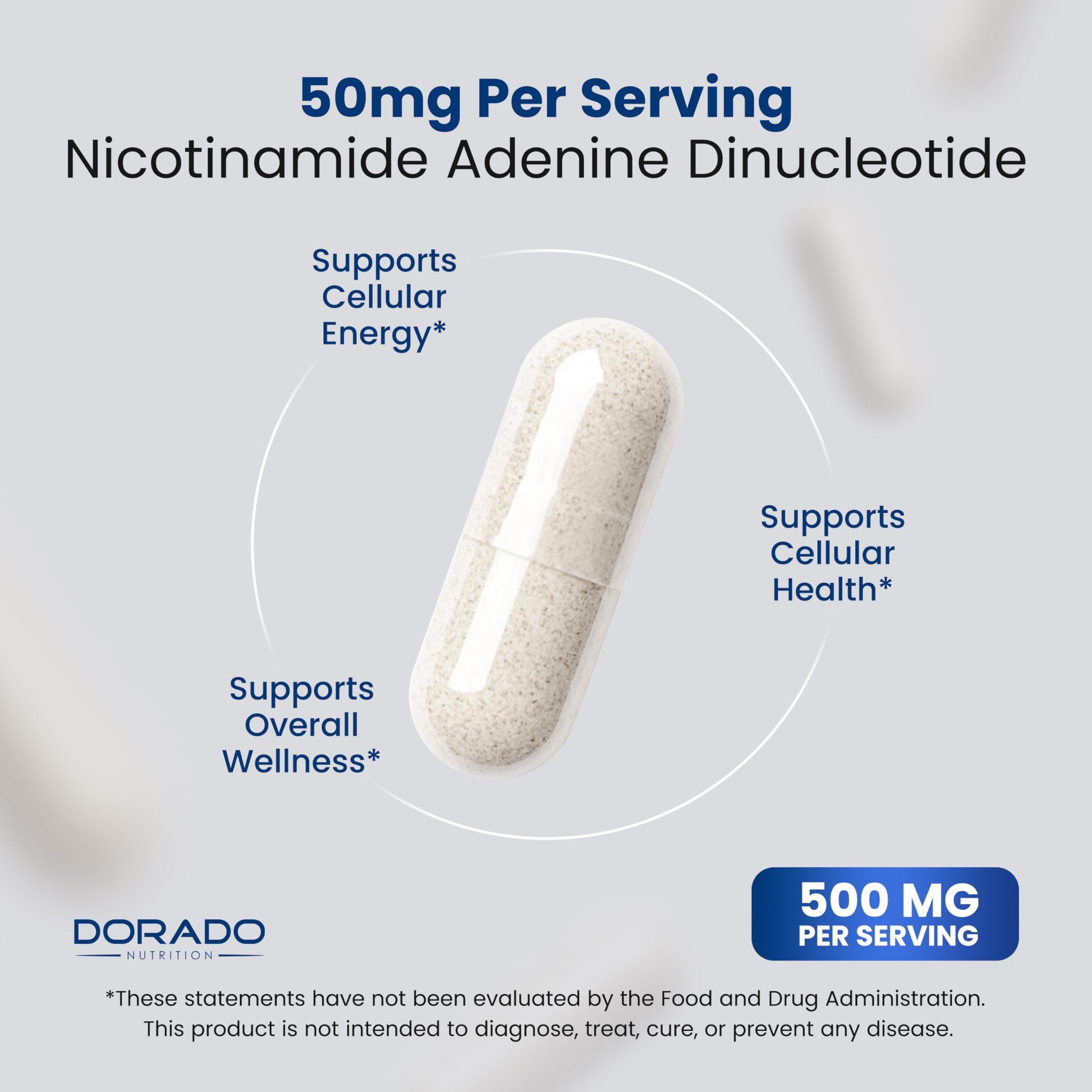 NAD Supplement (500mg of 95% Pure NAD+ Per Serving) NMN Supplement, NAD Nicotinamide Riboside Support (Third Party Tested, Vegan Safe, Non-GMO, No Fillers, & Made in the USA - 30 Vegan Capsules) DORADO NUTRITIONAu supplements