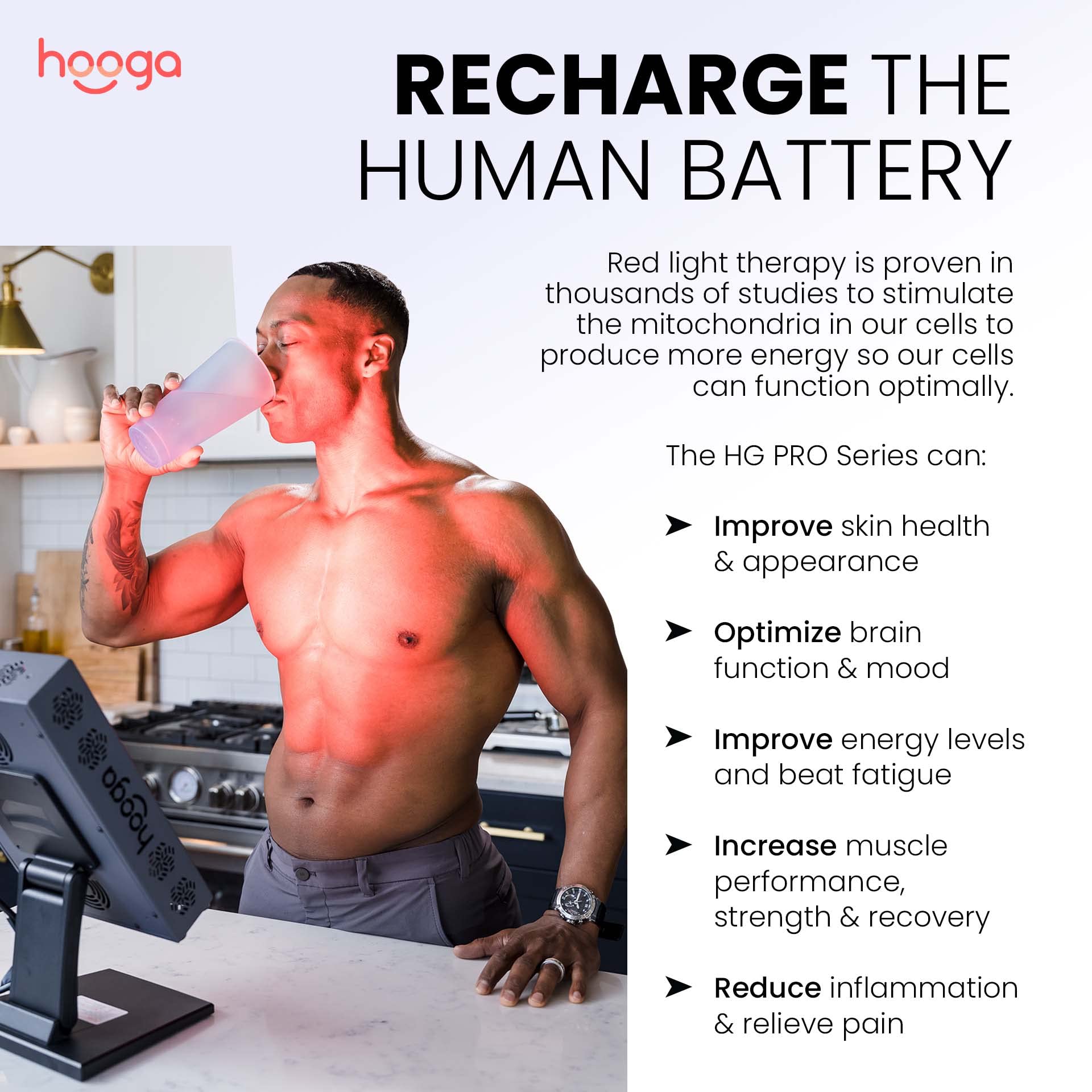 Hooga Red Light Therapy 660nm 850nm Red Near Infrared, Dual Chip Flicker Free LEDs, PRO Series hoogaAu supplements