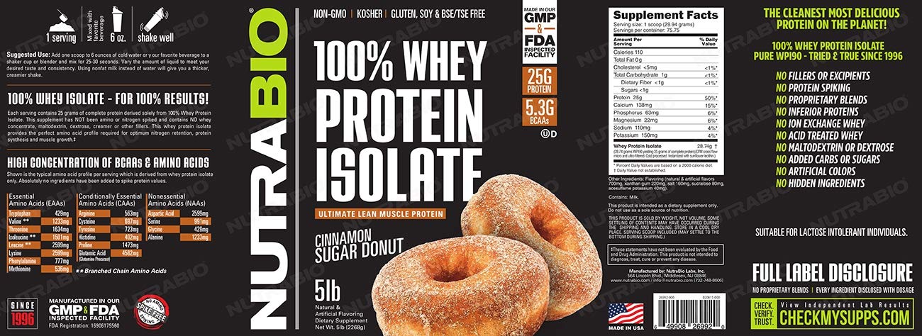 NutraBio Whey Protein Isolate Supplement – 25g of Protein Per Scoop with Complete NutraBioUS supplements