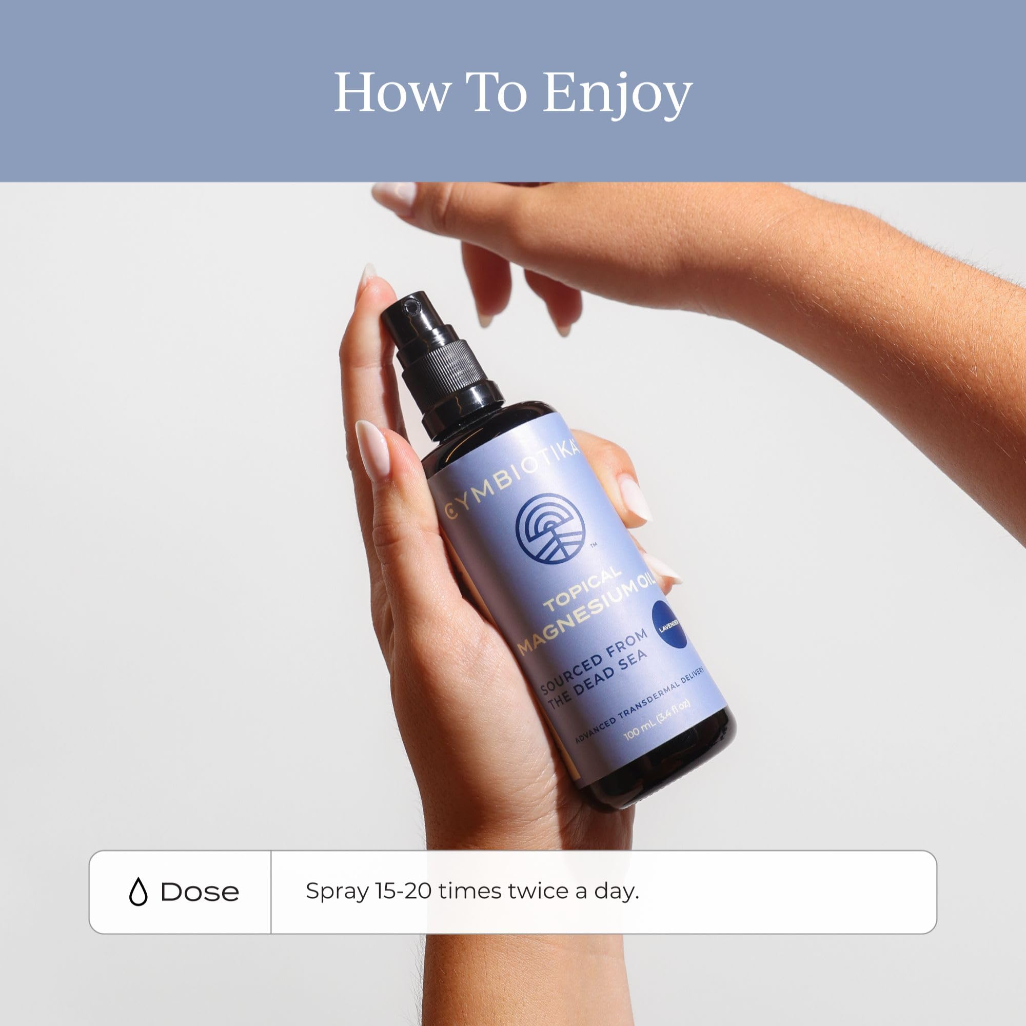 CYMBIOTIKA Topical Magnesium Oil Spray for Body, USA Made, Supplement for Leg Cramps, Muscle, Joint Health & Sleep Support, Includes Magnesium Chloride, Lavender Extract, Aloe Vera - Skin Applicator CYMBIOTIKAUS supplements