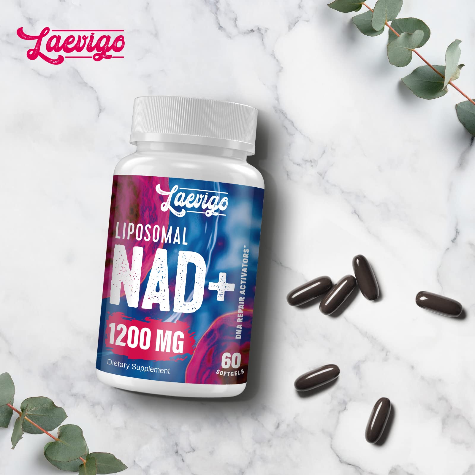 Laevigo Liposomal NAD+ Supplement 1200mg High Absorption, Cellular Energy & Mitochondrial Support, NAD Plus for Longevity & Vitality, Anti-Aging Formula, 60 Softgels LaevigoAu supplements