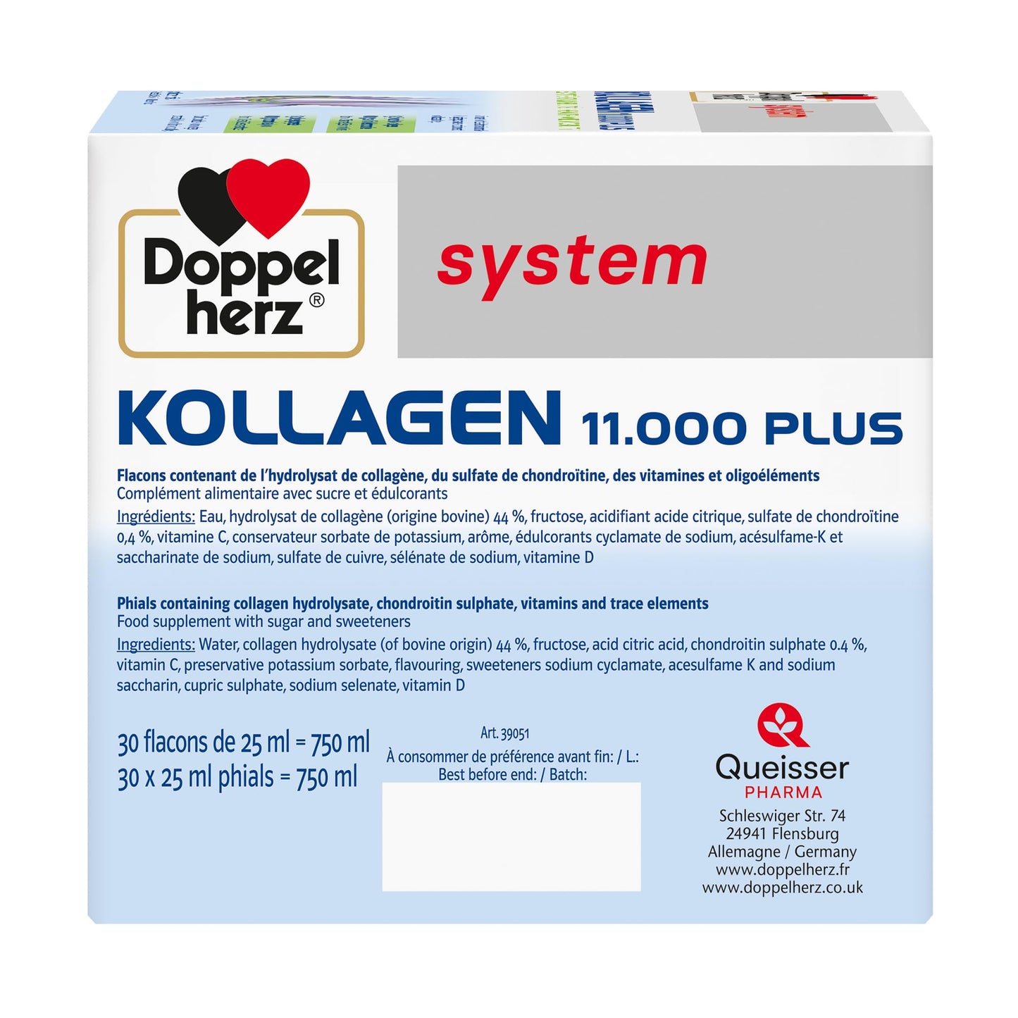 Doppelherz - Kollagen 11000 Plus - Collagen hydrolysate, chondroitin Sulphate, Vitamins C and D and Trace Elements - for Bones, cartilages and tendons - Wild Berry Flavour Liquid- 30 Bottles of 25ml DoppelherzUS supplements