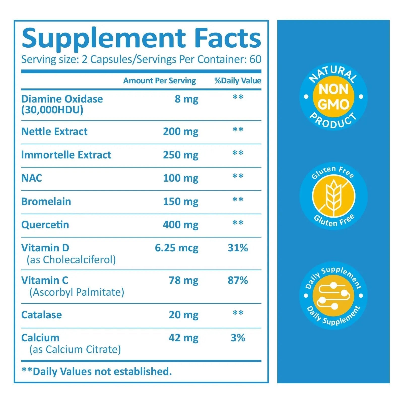 KUAFLY DAO Enzyme Supplements Histamine Blocker 120 Capsules– Natural DAO Supplement with Diamine Oxidase & Quercetin KUAFLYAu supplements