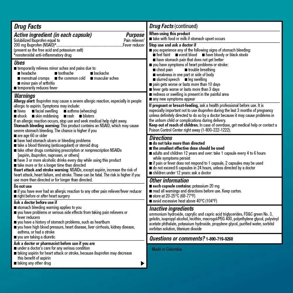 Basic Care Ibuprofen Liquid Gels, 160 Count Amazon Basic CareAu supplements
