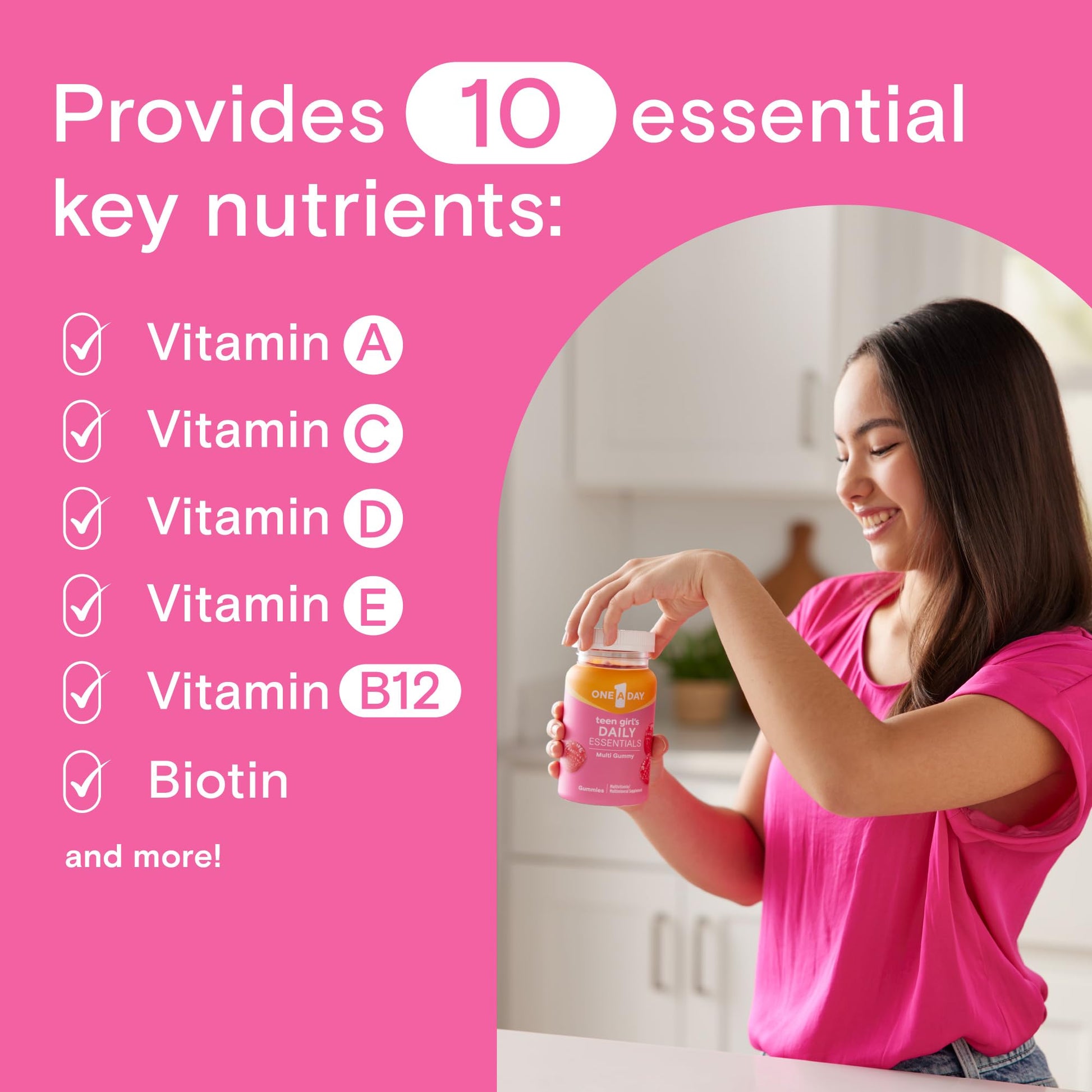 One A Day Teen Girl’s Daily Essentials Multivitamin Gummies, Teen Girl Multivitamins with Biotin, Vitamin B12 and B6, Vitamin C ONE A DAYAu supplements