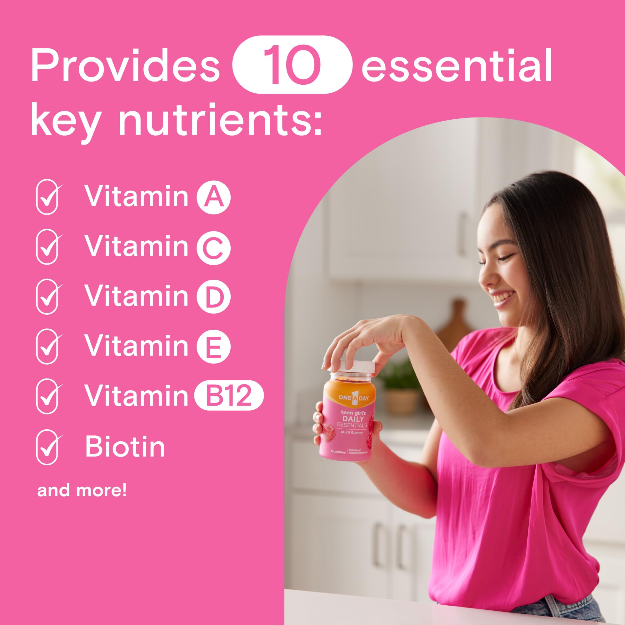 One A Day Teen Girl’s Daily Essentials Multivitamin Gummies, Teen Girl Multivitamins with Biotin, Vitamin B12 and B6, Vitamin C ONE A DAYAu supplements