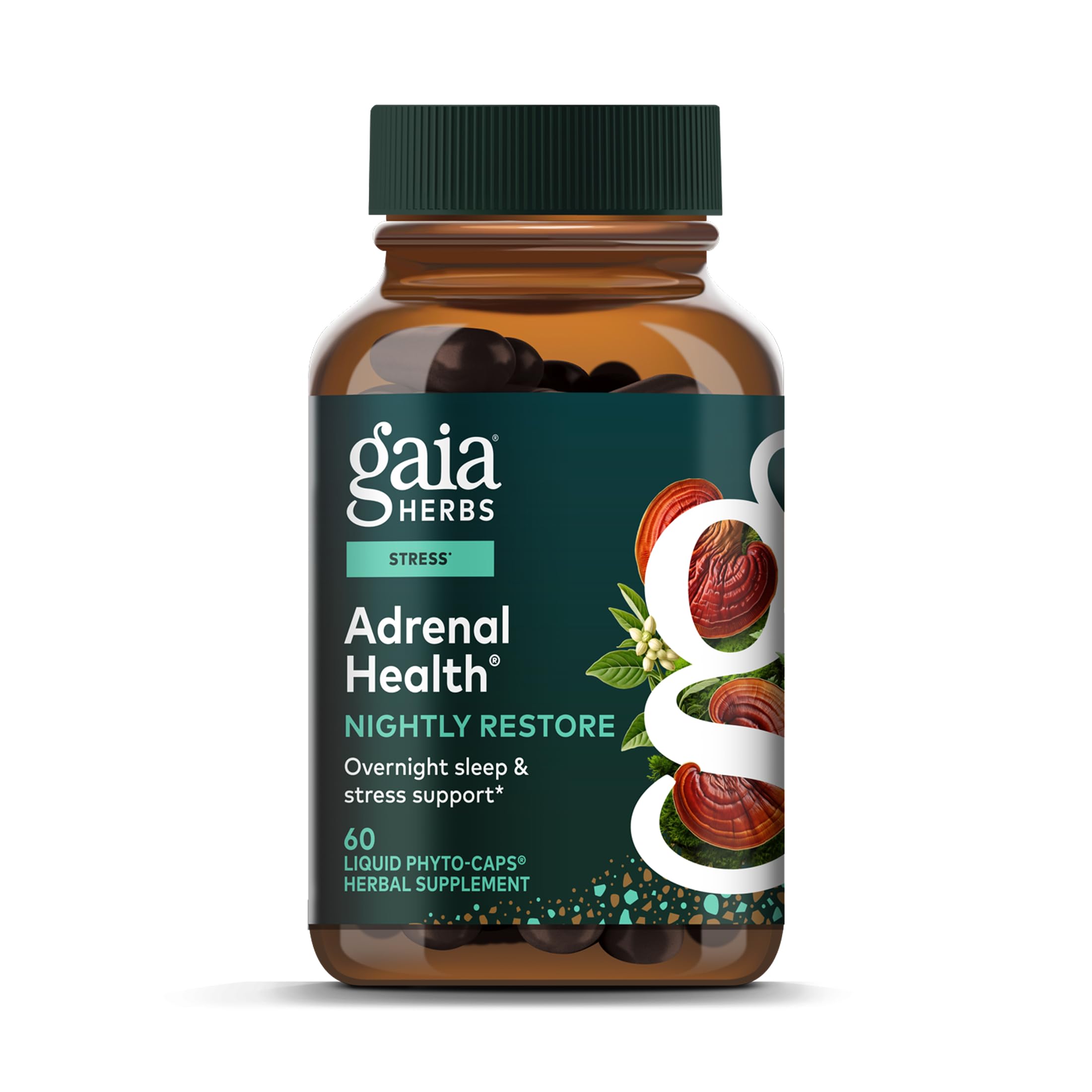 Gaia Herbs Adrenal Health Nightly Restore - Herbal Supplement with Ashwagandha, Magnolia Bark, Cordyceps, Lemon Balm & More* - 60 Vegan Liquid Phyto-Caps (30 Servings) Gaia HerbsAu supplements