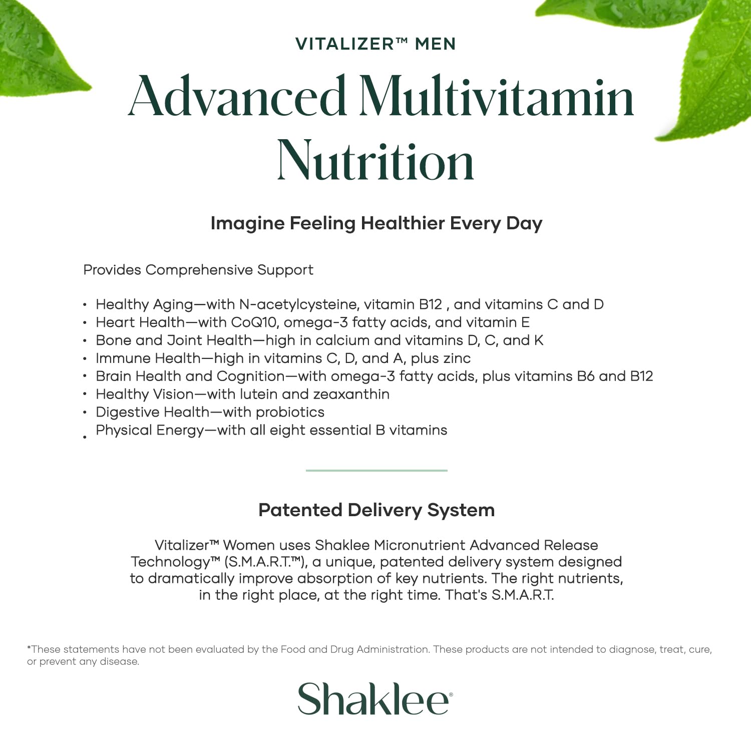 Shaklee - Vitalizer™ Men - Advanced Nutrition Vita-Strips® with Vitamins, Minerals, Omega-3s, Probiotics & More for Heart, Joint, Immune, Bone, Digestive Health & Physical Energy - 30 Vita-Strips® ShakleeAu supplements