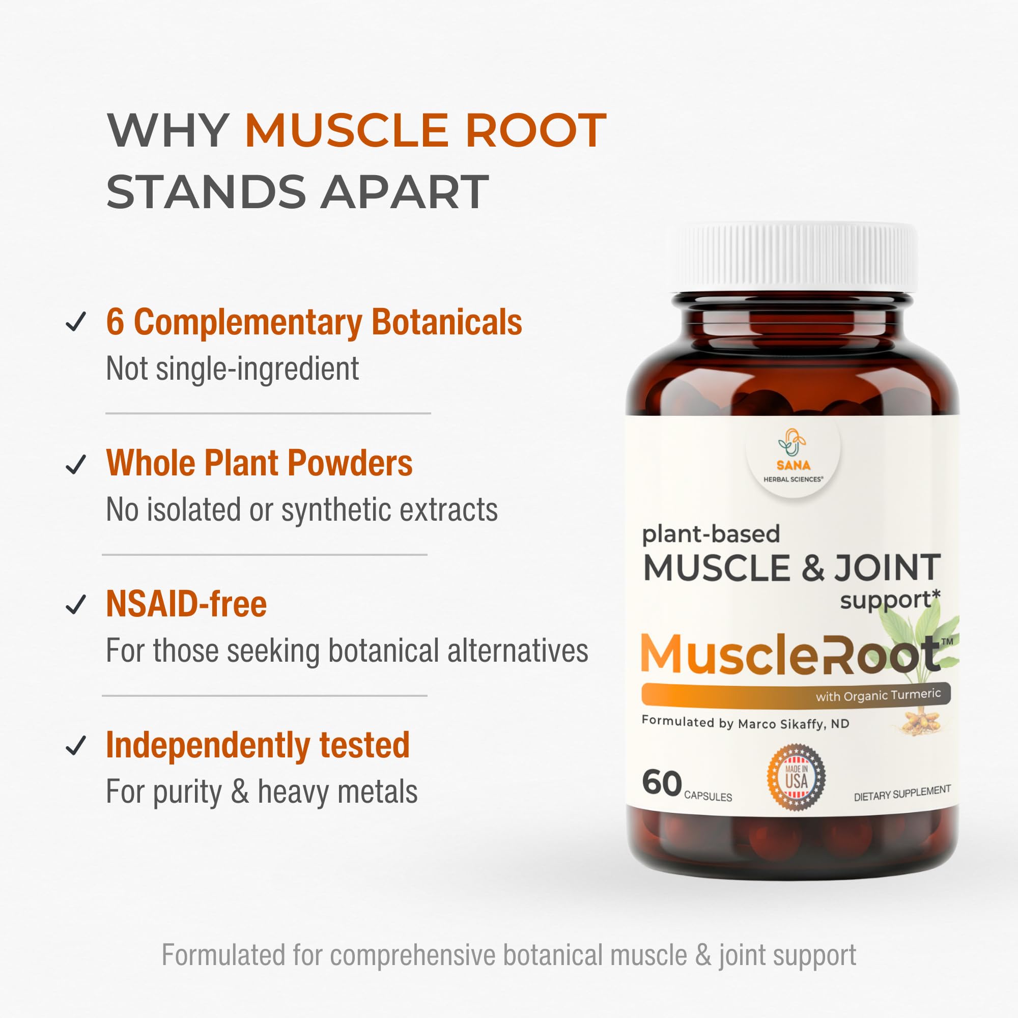 Muscle & Joint Support Supplement – Botanical Formula for Healthy Inflammatory Response | 6 Research-Backed Botanicals | Organic Turmeric | 60 Capsules | Sana Herbal Sana Herbal SciencesAu supplements