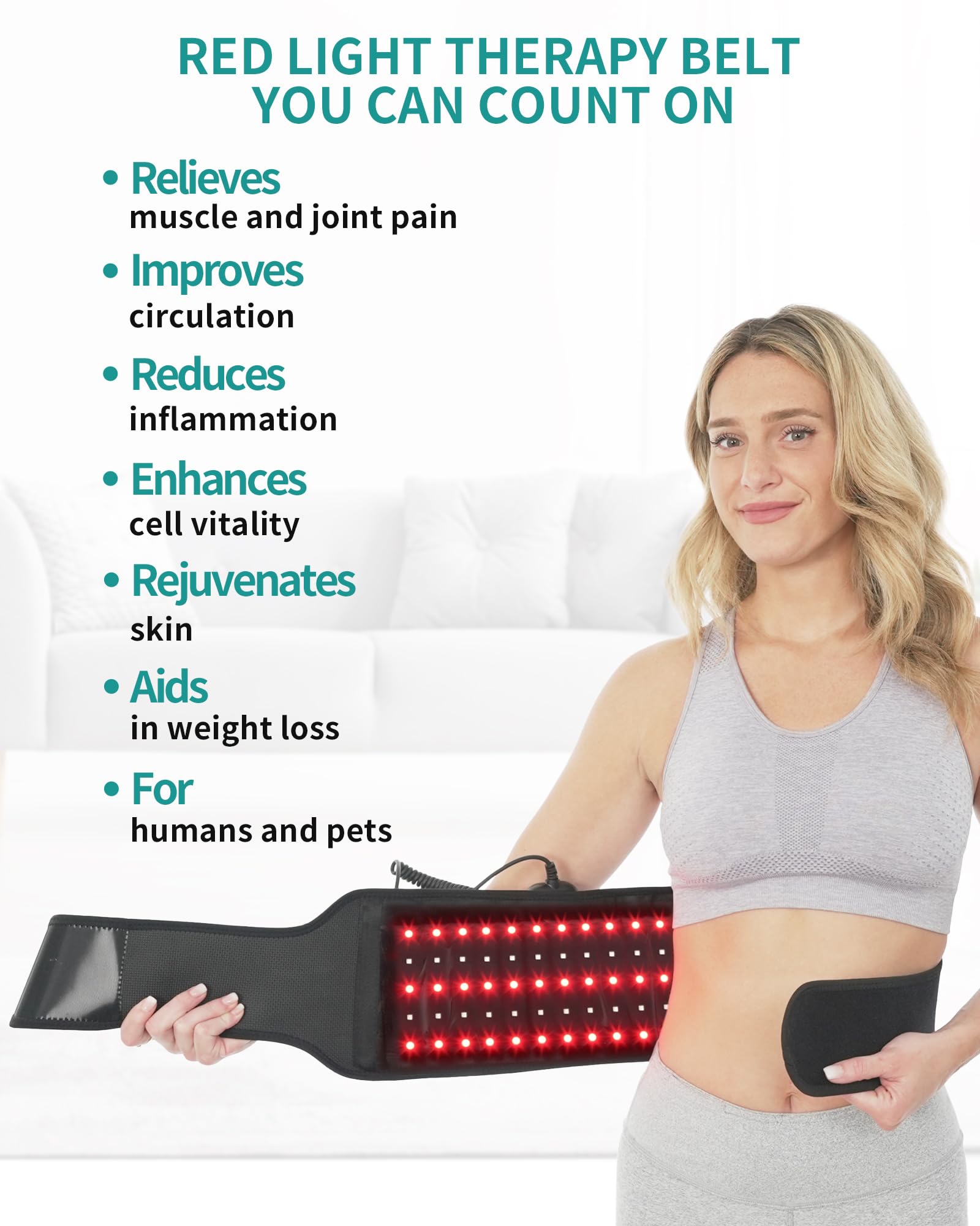 Nekteck Red Light Therapy Belt for Body, Wireless Near-Infrared Light Pad for Pain Relief, Inflammation NekteckAu supplements
