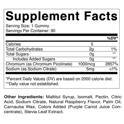 Vitamatic Chromium Picolinate 1000 mcg - 90 Gummies - High Potency Chromium VitamaticUS supplements
