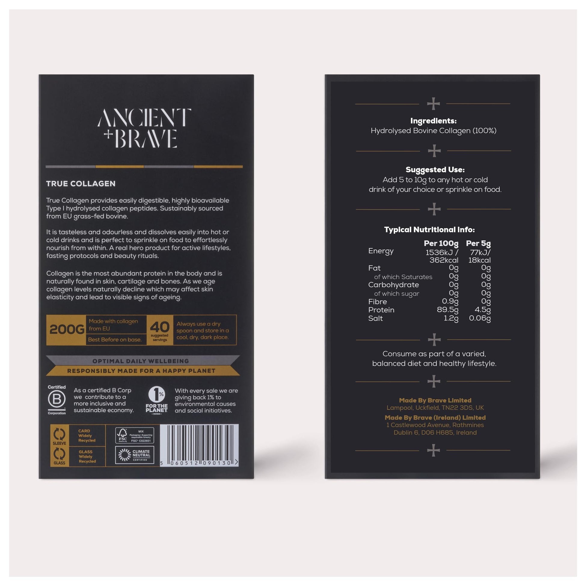 Ancient + Brave True Collagen 200g - Grass-Fed Bovine Collagen Powder - 100% Hydrolysed Collagen Peptides Ancient + BraveAu supplements
