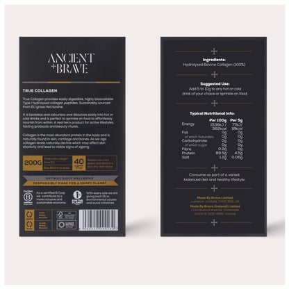 Ancient + Brave True Collagen 200g - Grass-Fed Bovine Collagen Powder - 100% Hydrolysed Collagen Peptides Ancient + BraveUS supplements