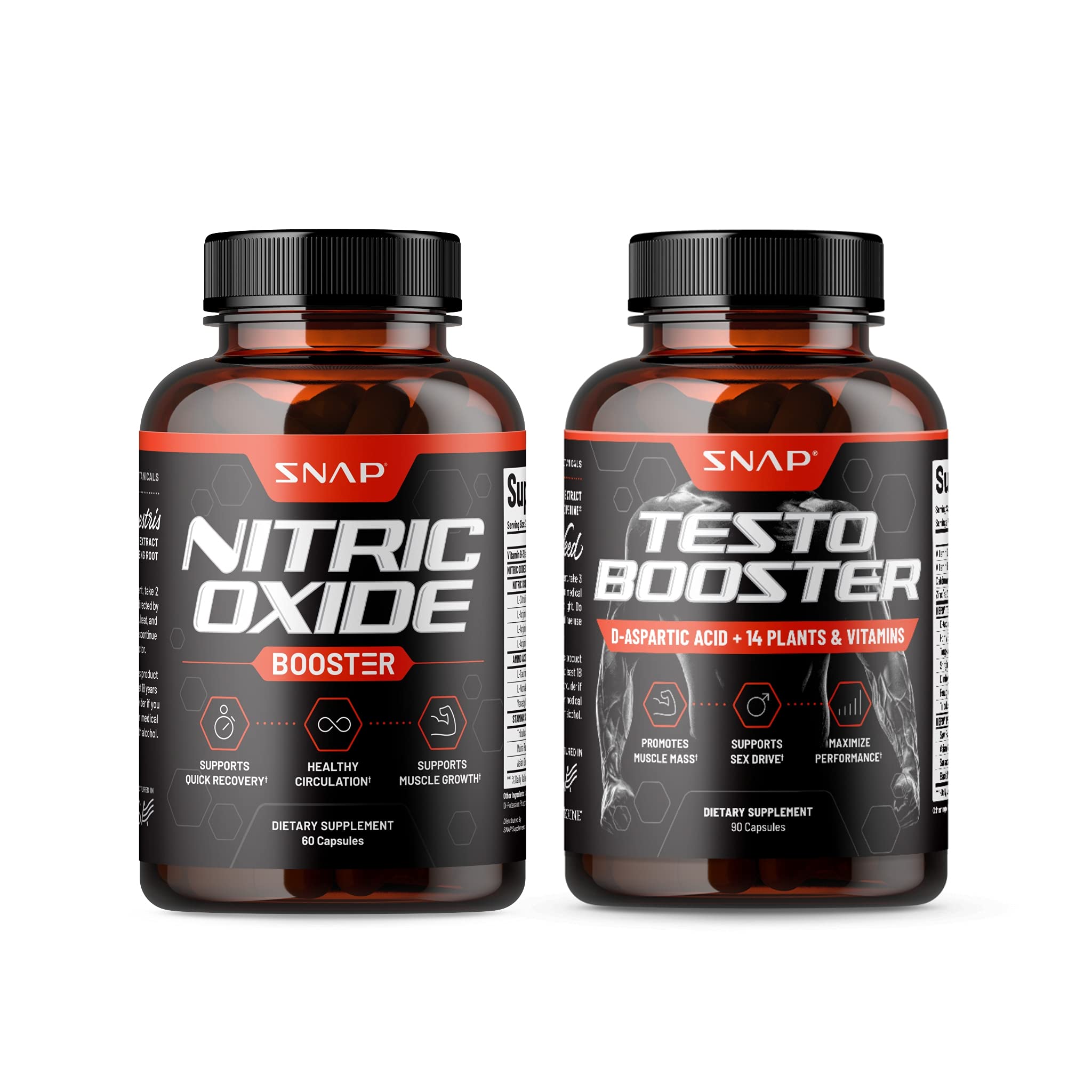 Snap Supplements Nitric Oxide + Testo Booster (2 Products) Snap SupplementsAu supplements