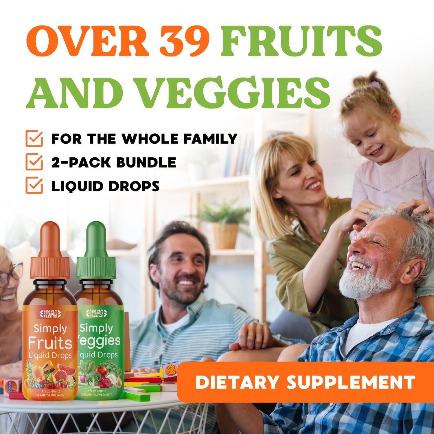 Simply Nature's Pledge - Fruit and Vegetable Supplements - Liquid Drops - Made with Whole Food Superfoods, Packed Vitamins & Minerals - Soy Free - Made in The USA Simply Nature's PledgeAu supplements