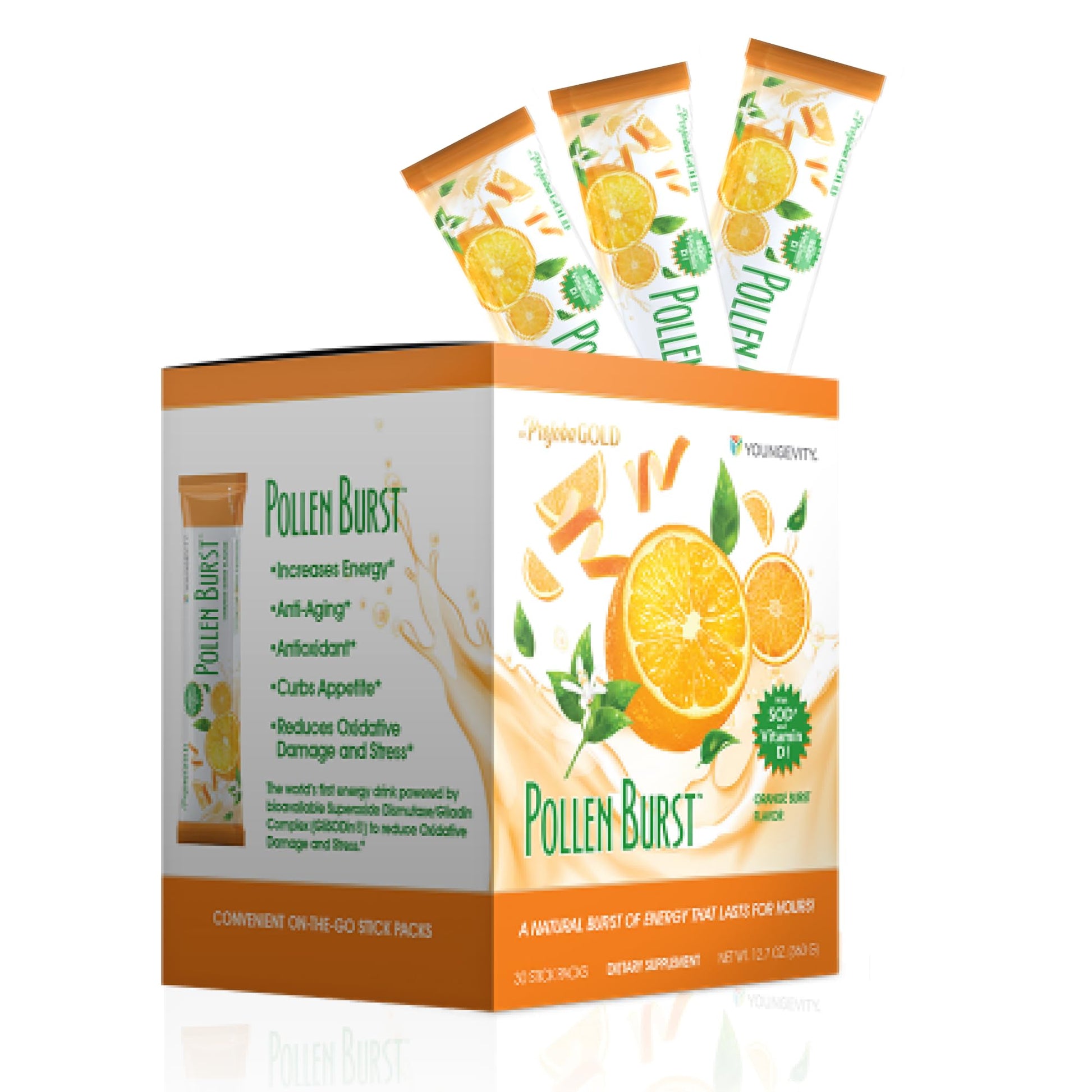 Youngevity ProJoba Pollen Burst™ - Clean Natural Energy Supplement w/Green Tea, Pollen Extract, GliSODin® - Increase Focus, Brain Boost, Endurance, Mental Clarity (30 Sticks) YoungevityAu supplements
