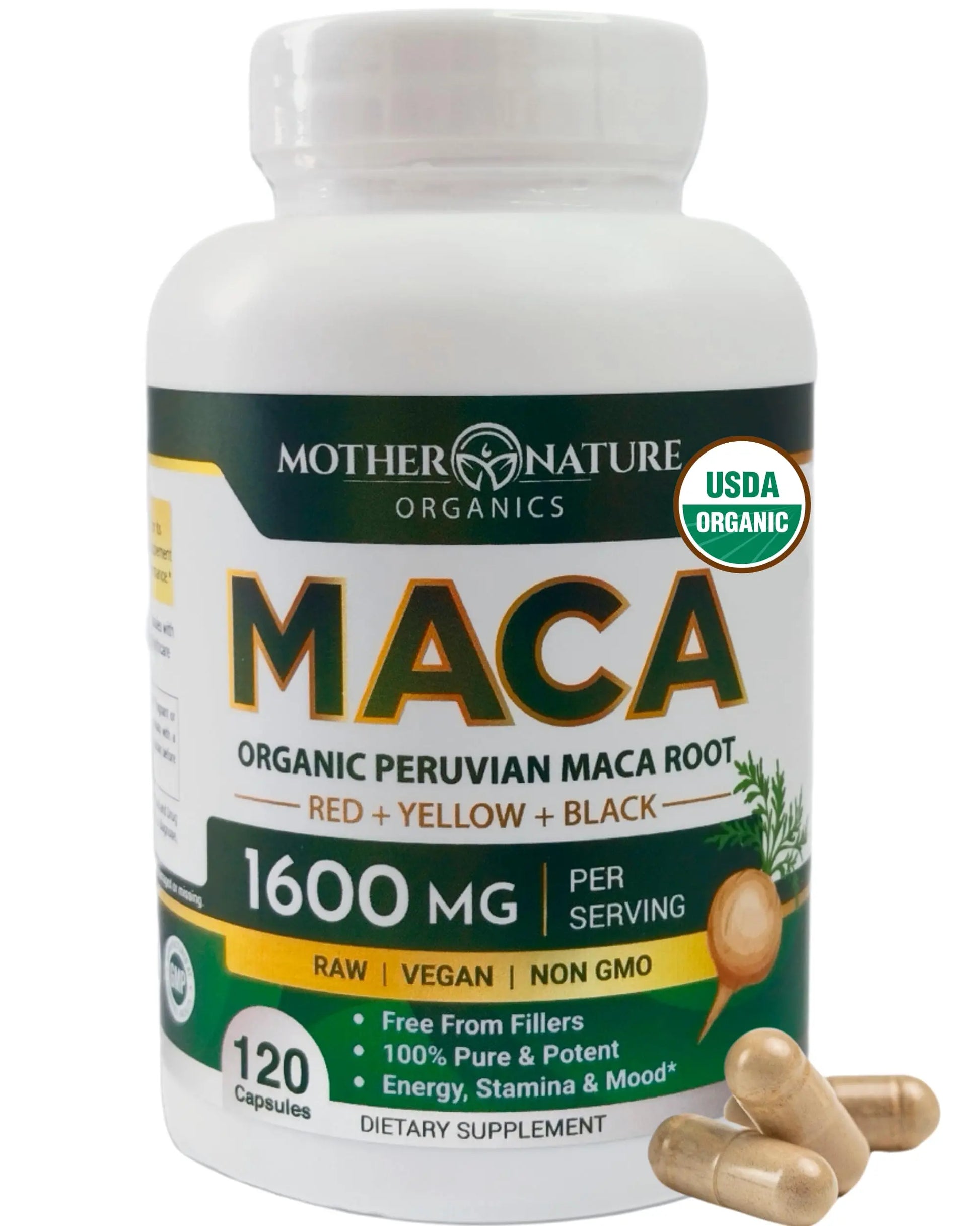 Powerful Maca Blend for Men – Black, Red & Yellow Maca Capsules | Supports Energy, Stamina & Endurance | Promotes Hormonal Balance & Vitality Mother Nature Organics Superfoods for Organic Livingnz supplements