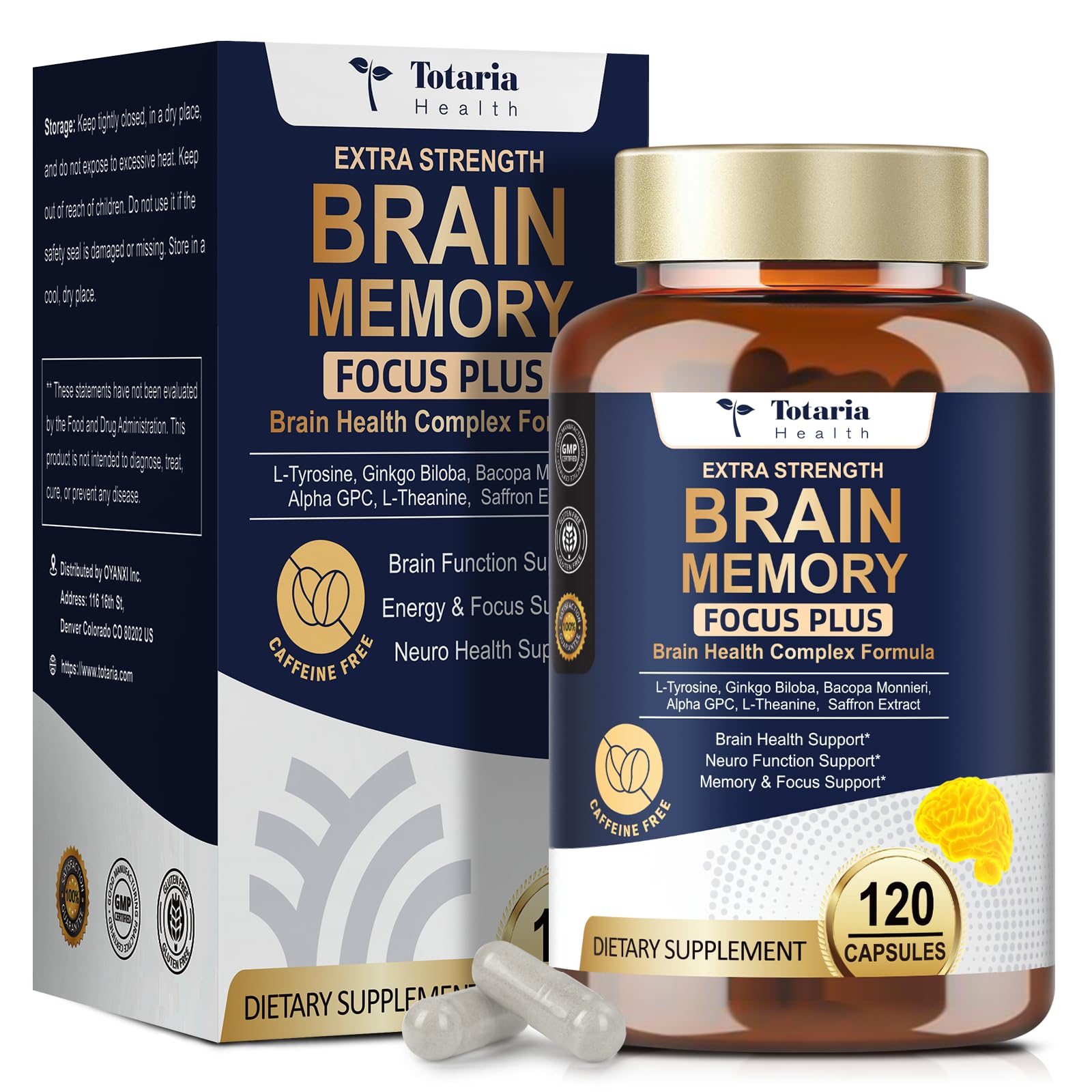 Totara Brain Supplements for Memory and Focus丨Non-Caffeinated Energy with L-Tyrosine, Alpha GPC, Ginkgo Biloba, Bacopa Monnieri, Saffron – Gluten Free, Non-GMO for Neuro & Brain Health (120 Counts) TotariaAu supplements