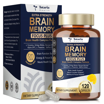 Totara Brain Supplements for Memory and Focus丨Non-Caffeinated Energy with L-Tyrosine, Alpha GPC, Ginkgo Biloba, Bacopa Monnieri, Saffron – Gluten Free, Non-GMO for Neuro & Brain Health (120 Counts) TotariaAu supplements