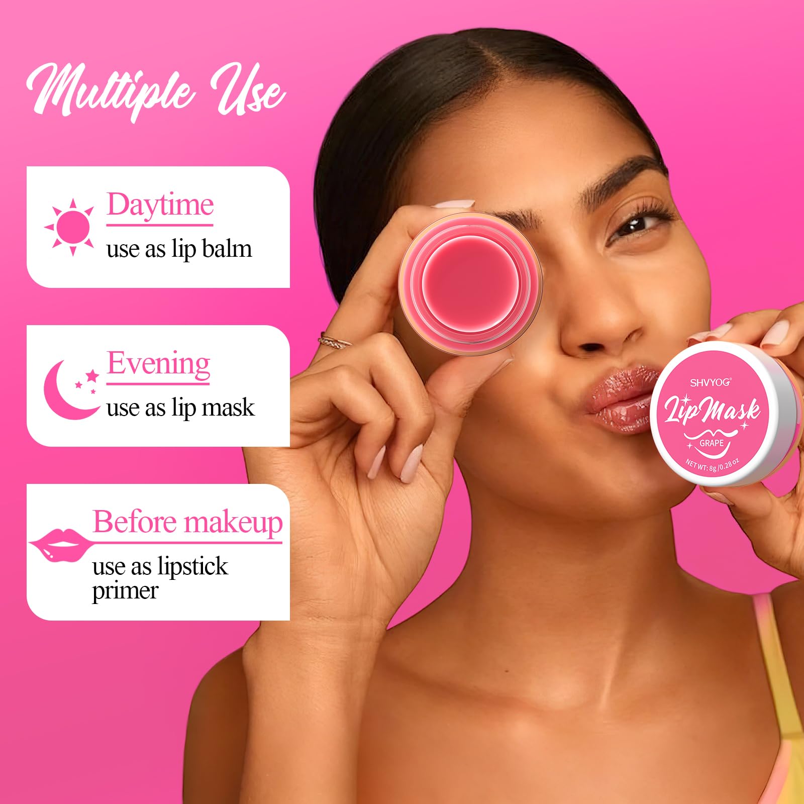 4 Pack Lip Mask Set, Hydrating Lip Mask Overnight - Berry, Grape, Mint, Vanilla Flavors, Lip Sleeping Mask Nourish Lip Balm with Vitamin C & Shea Butter | Dry Lips Care Gift SHVYOGAu supplements