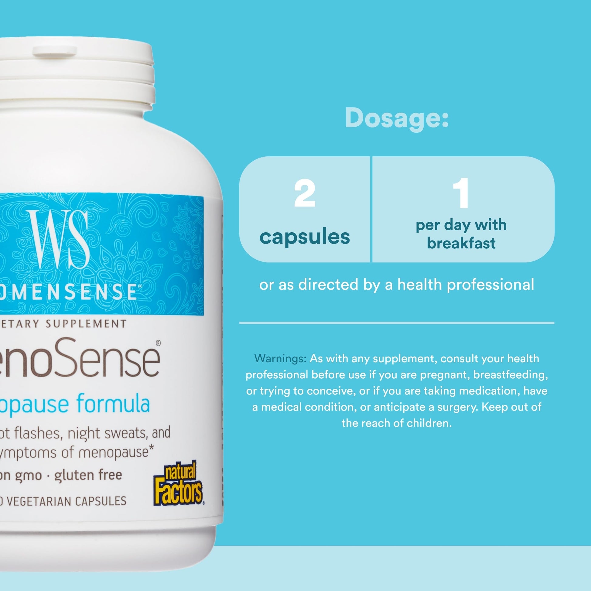 Natural Factors WomenSense MenoSense - Dietary Supplement with Black Cohosh, Chasteberry & Dong Quai - Menopause & Perimenopause Support Supplement - 180 Vegetarian Capsules (90 Servings) Natural FactorsAu supplements