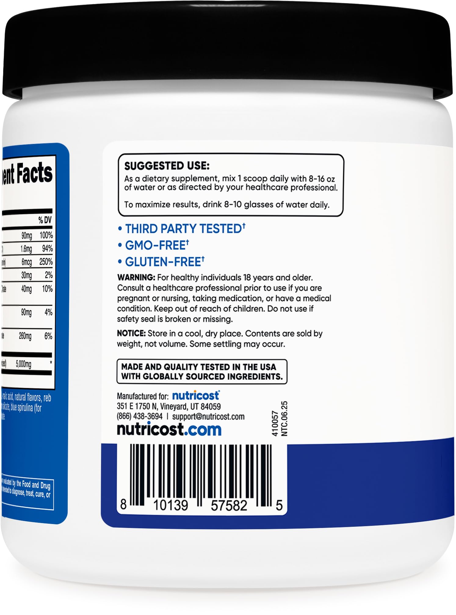 Nutricost Creatine Monohydrate + Hydration Blue Raspberry Flavored (30 Servings) - 7 Vitamins & Minerals, 5000mg of Creatine Per Serving NutricostAu supplements