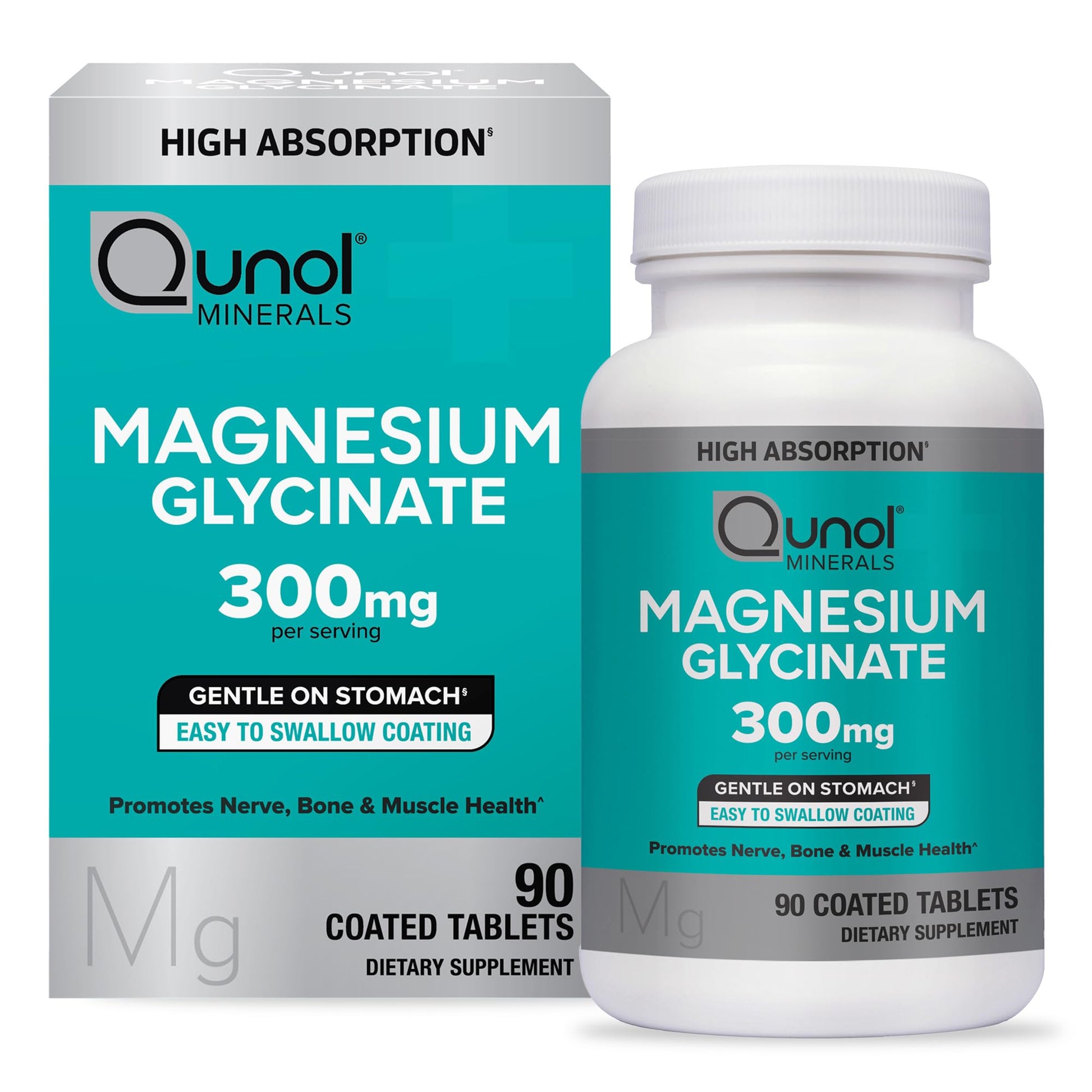 Qunol Magnesium Glycinate 300mg, 100% Glycinate Chelated Magnesium Supplement, 90ct Tablets QunolAu supplements