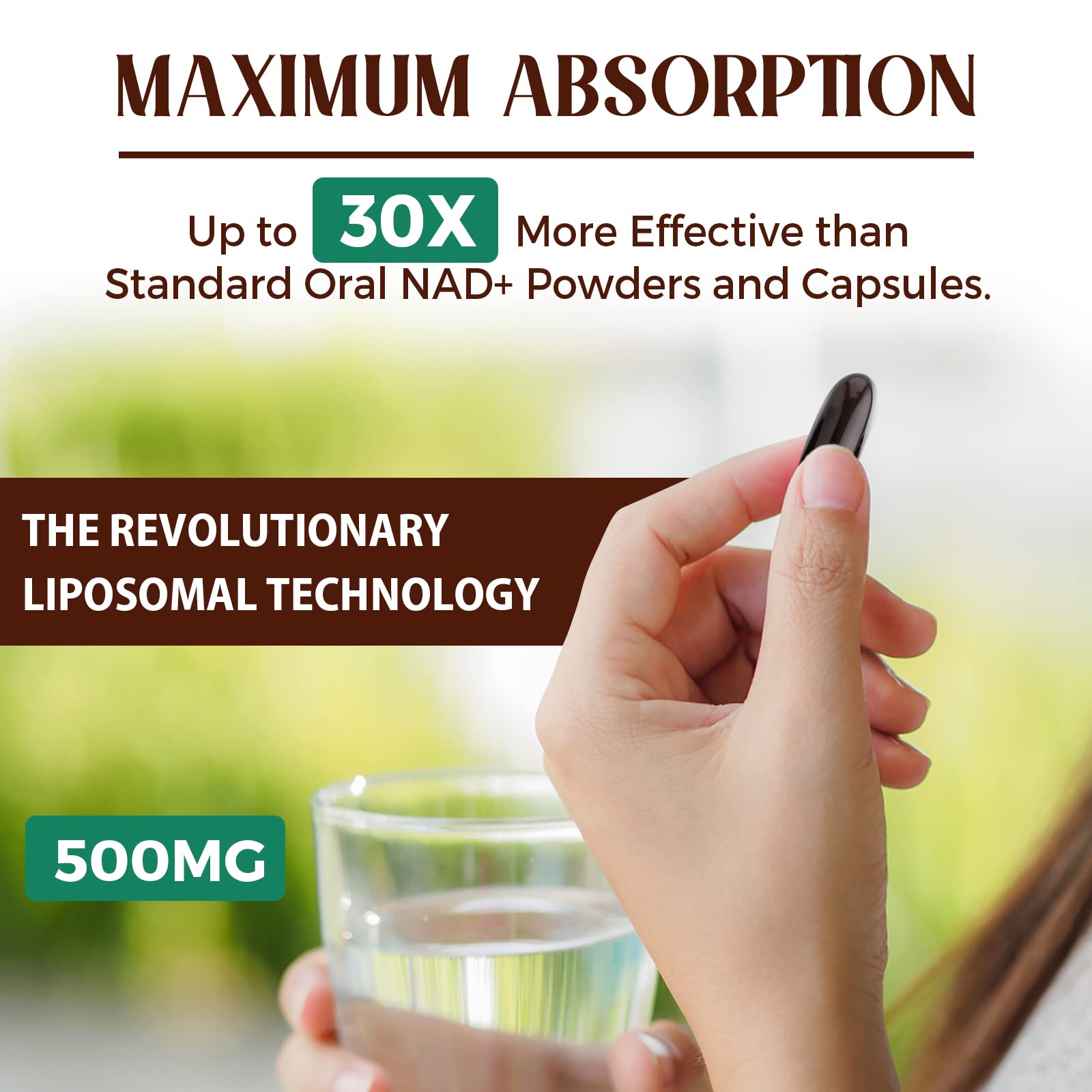 Caenciennes Liposomal NAD+ 500 MG Supplement, True NAD Plus Supplement, Superior Absorption, Boost NAD+ More Efficient Than Nicotinamide Riboside for Cellular Energy, Healthy Aging, 60 Serving CaenciennesAu supplements