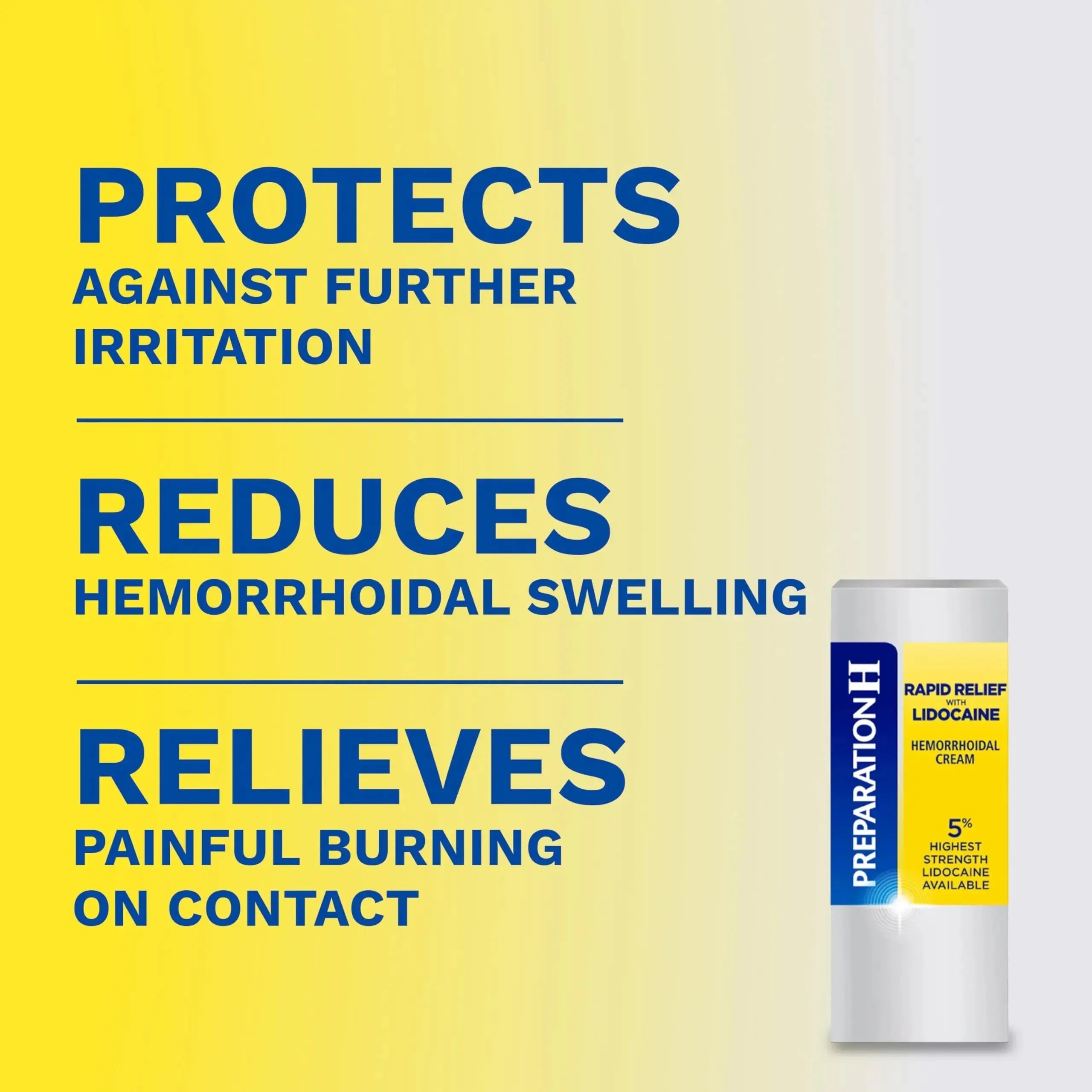 Preparation H Rapid Relief Hemorrhoid Cream with Lidocaine, Numbing Relief for Swelling, Pain, Burning and Itching - 0.75 Oz Tube Preparation HAu supplements