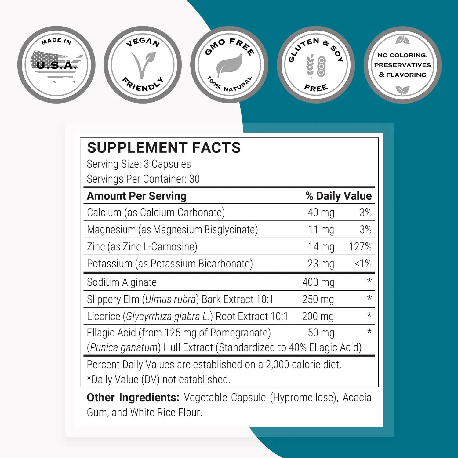 Supersmart Acid Balance Formula (Advanced Complex) - with Zinc L-Carnosine, Slippery Elm Extract, Licorice Root | Non-GMO & Gluten Free - 90 Vegetarian Capsules Supersmartnz supplements