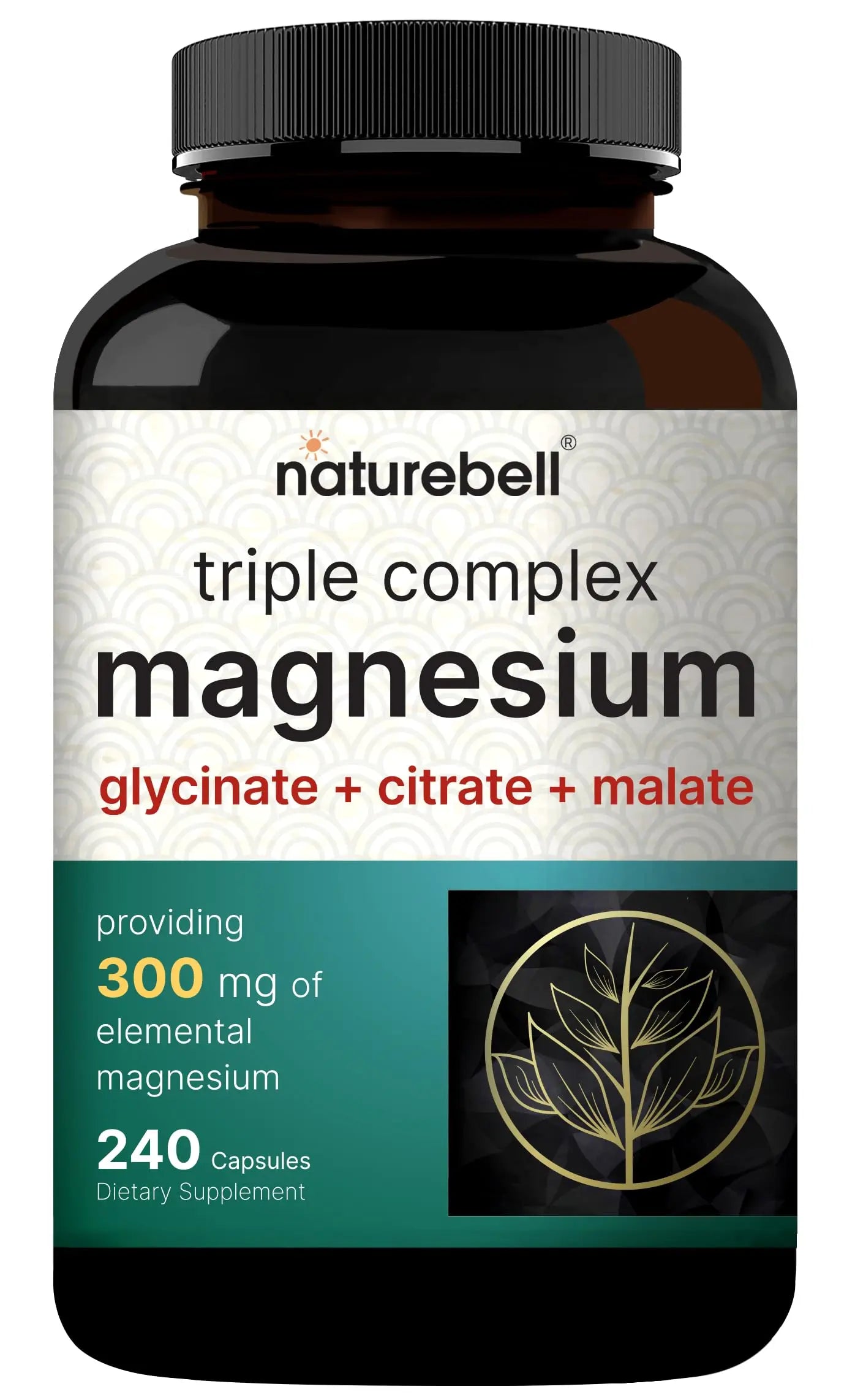 NatureBell Magnesium Complex for Women & Men 1,000mg Per Serving – 240 Capsules – Triple Magnesium Complex with Glycinate, Citrate & Malate – Chelated & Purified – Non‑GMO, Filler Free NatureBellnz supplements