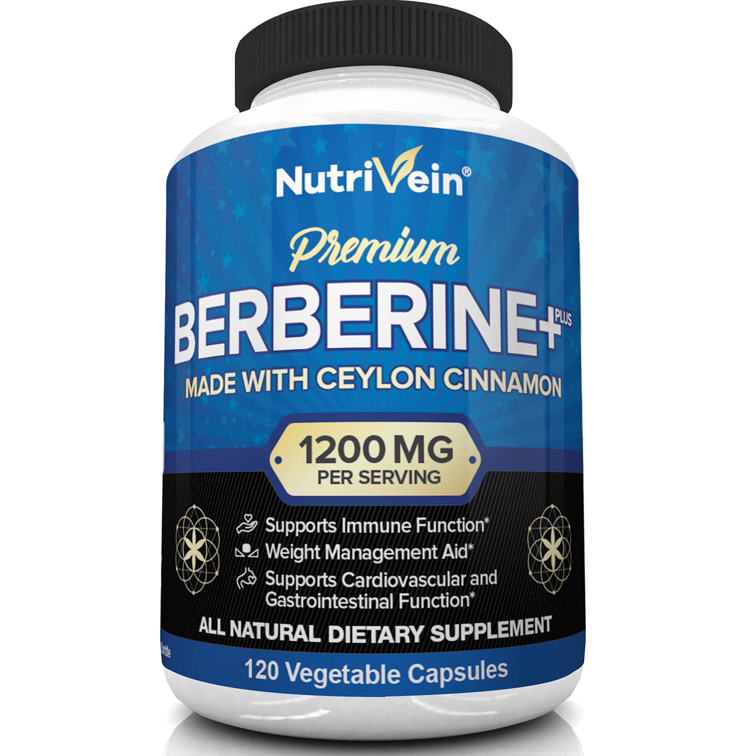 Nutrivein Premium Berberine HCL 1200mg Plus Organic Ceylon Cinnamon - 120 Capsules NutriveinAu supplements