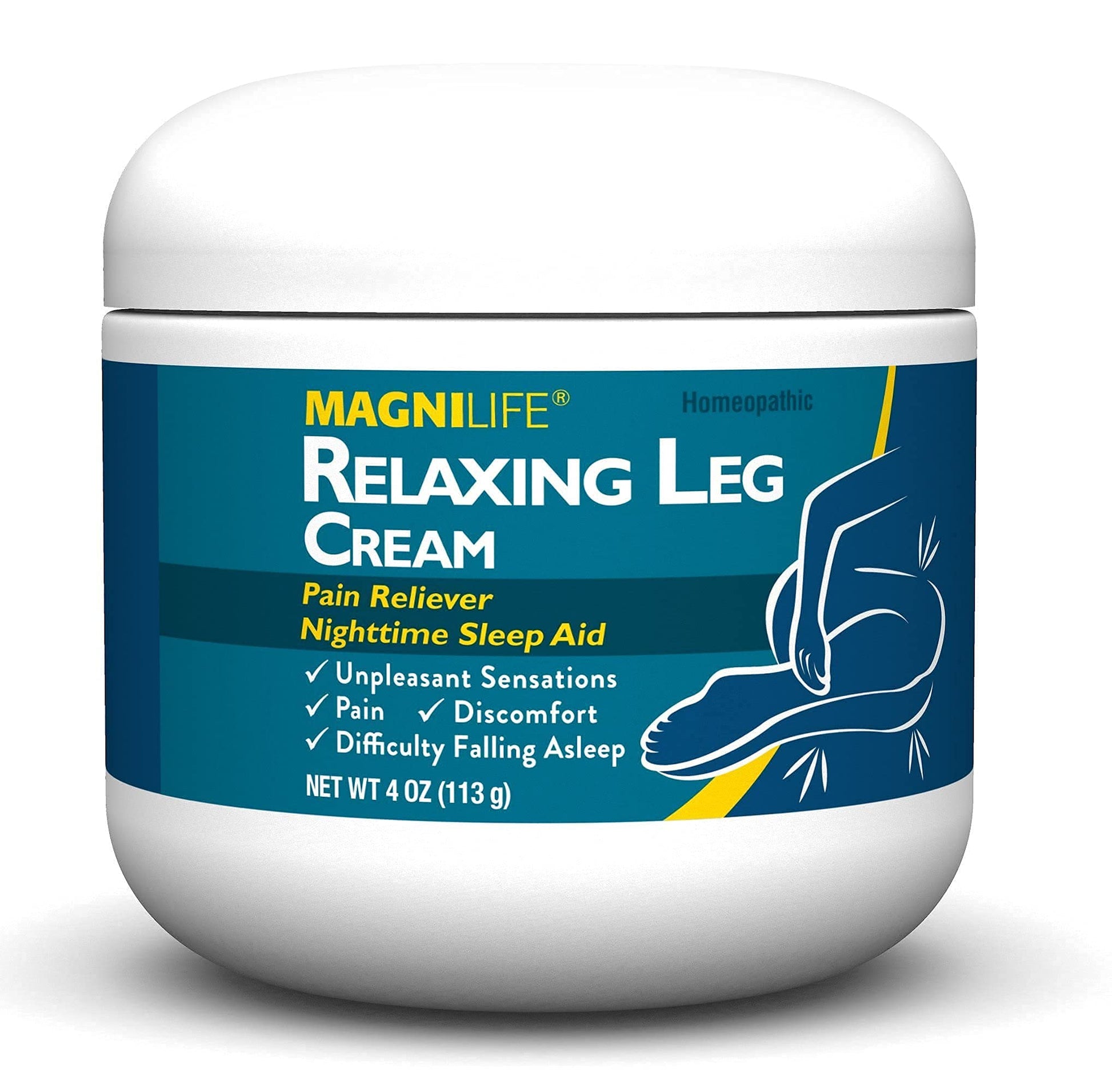 MagniLife Relaxing Leg Cream, Restless Legs, Deep Penetrating Topical for Pain, Naturally Soothe Cramping, Discomfort, and Tossing with Lavender and Magnesium - 4oz MagniLifeAu supplements