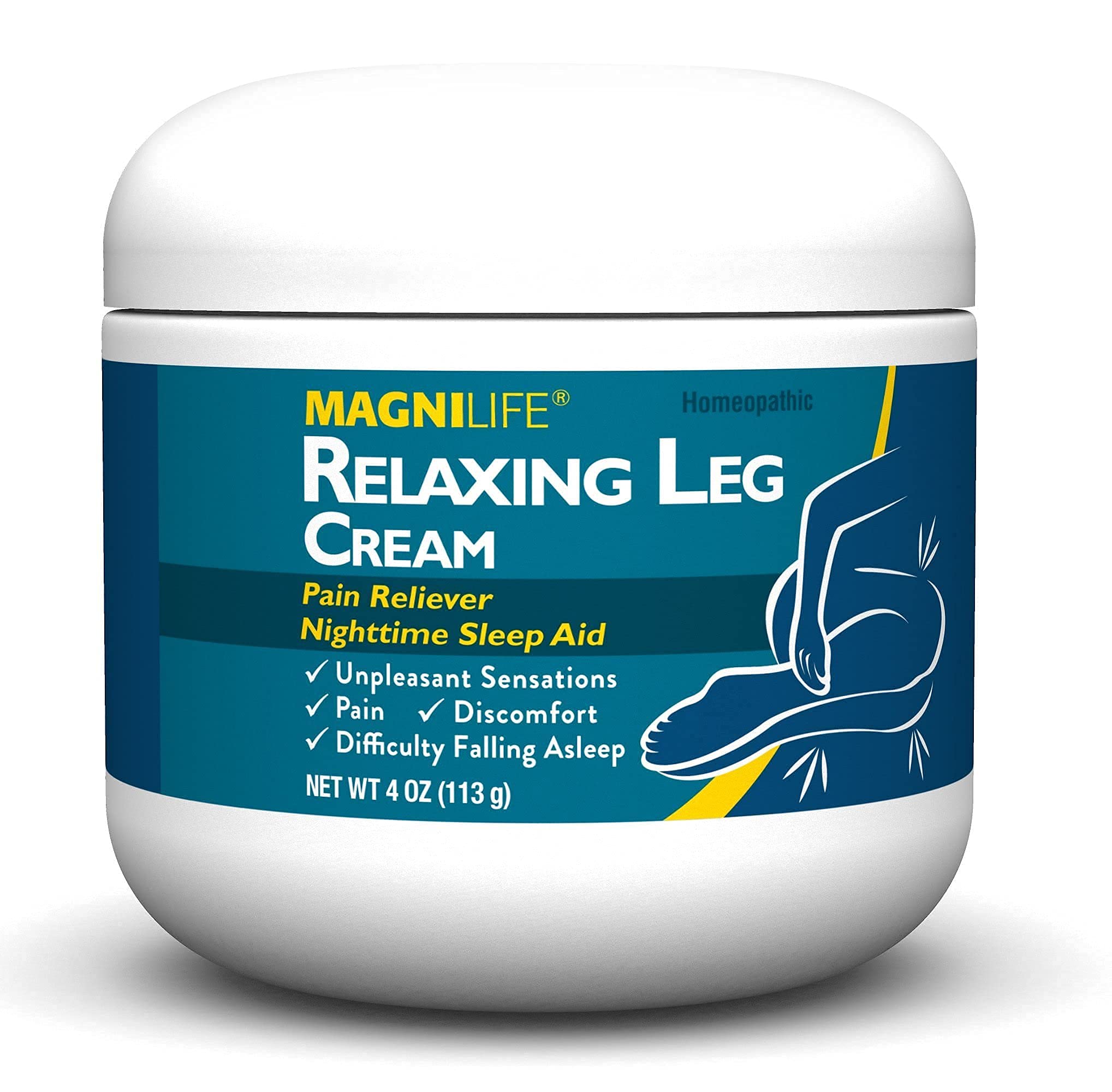 MagniLife Relaxing Leg Cream, Restless Legs, Deep Penetrating Topical for Pain, Naturally Soothe Cramping, Discomfort, and Tossing with Lavender and Magnesium - 4oz MagniLifeAu supplements