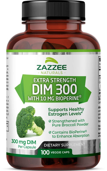 Zazzee Extra Strength DIM 300, 10 mg BioPerine and 300 mg DIM per Capsule, 100 Vegan ZazzeeUS supplements