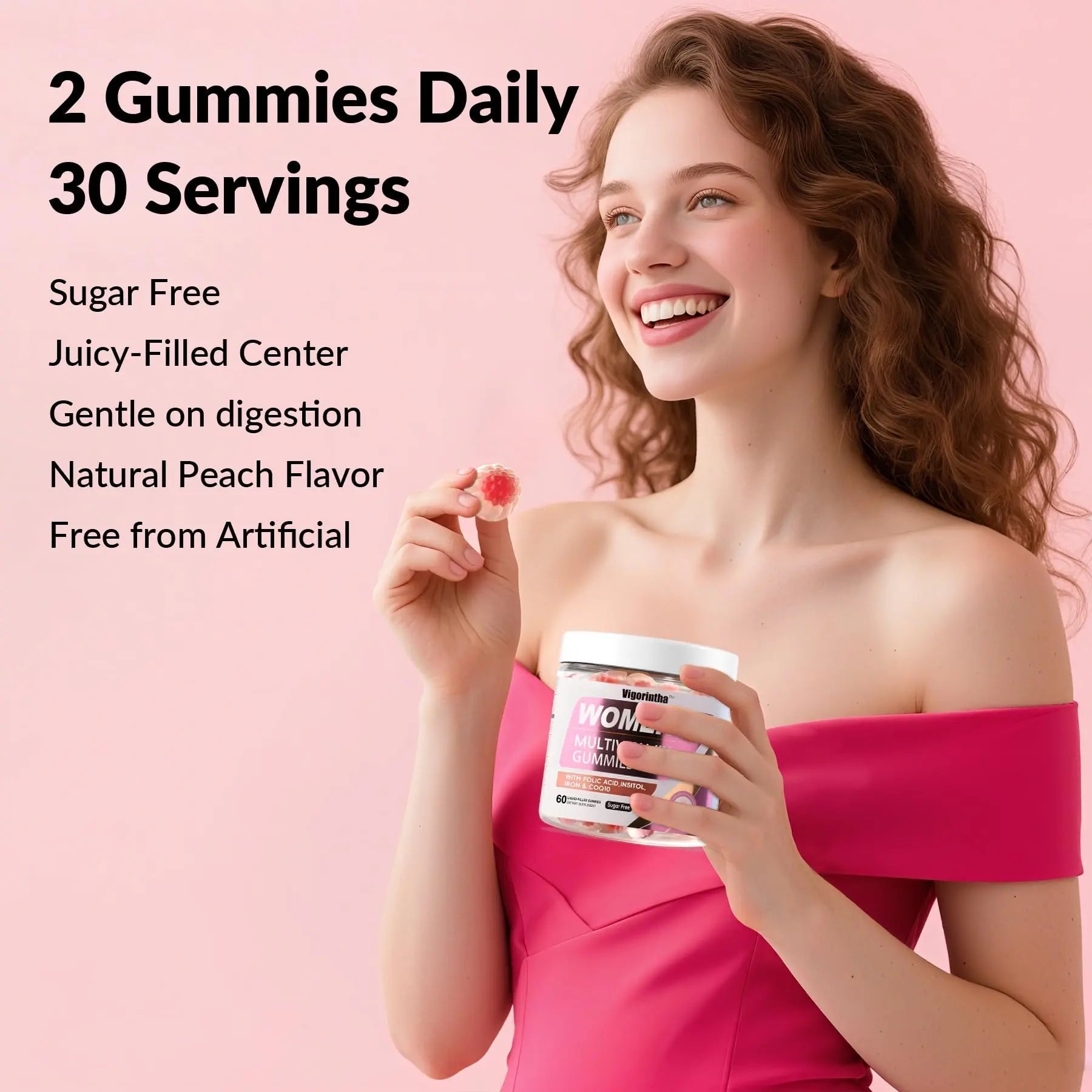 Vigorintha 2 Pack Sugar Free Womens Multivitamin Gummies with 19 Multi Vitamins & Minerals,Iron,Calcium,Folate,Biotin,Inositol VigorinthaAu supplements