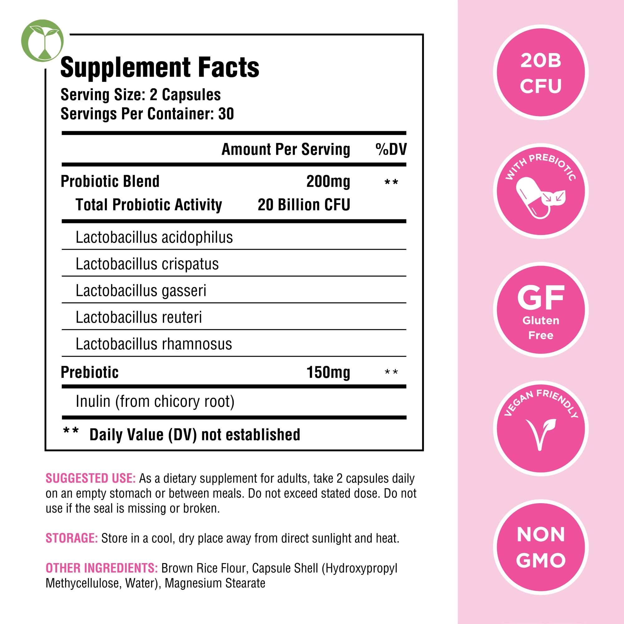 Vaginal Probiotics for Womens Health 20 Billion CFU | PH Balance & Vaginigal Odor Support 60 Capsules Natural Foundation SupplementsAu supplements