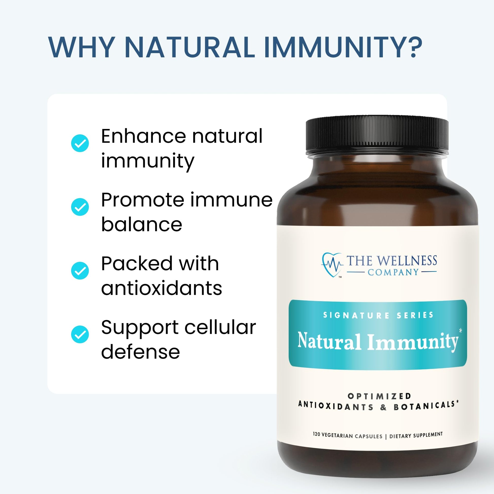 Natural Immunity - Botanical Immune Boost, Targeted Nutrients, T-Cell Support - Oregano, Reishi, Zinc, Vitamin C, Quercetin | 120 (2 Month Supply) The Wellness CompanyAu supplements