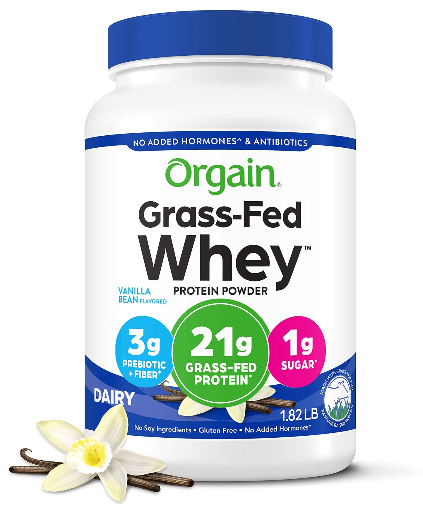 Orgain Whey Protein Powder, Vanilla Bean - 21g Grass Fed Dairy Protein, Gluten Free OrgainUS supplements