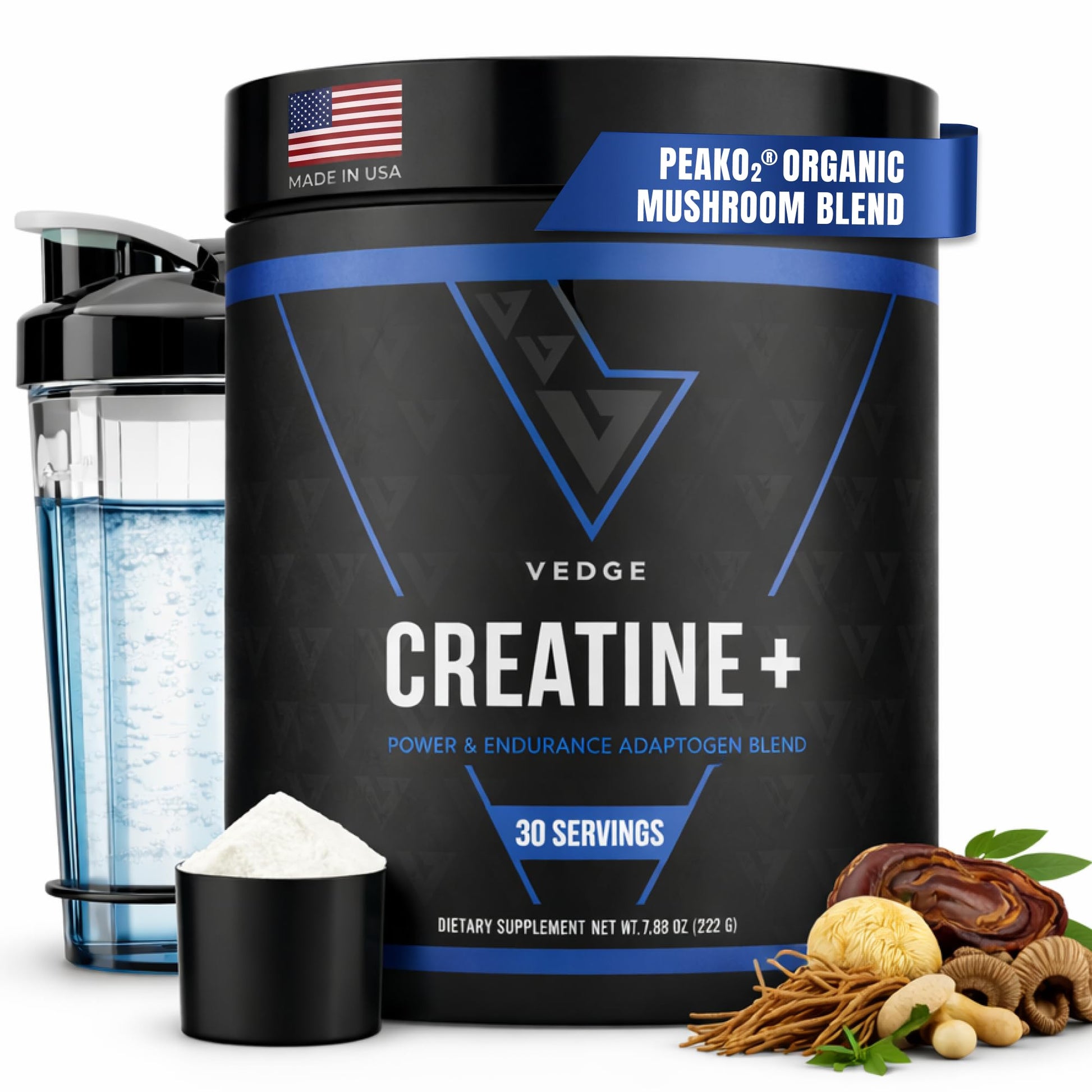 VEDGE Nutrition Creatine + | Vegan Plant-Based Creatine Monohydrate Powder | Energy, Performance & Function | Ergogenic Aids for Athletes | Unflavored, 30 Servings VEDGEAu supplements